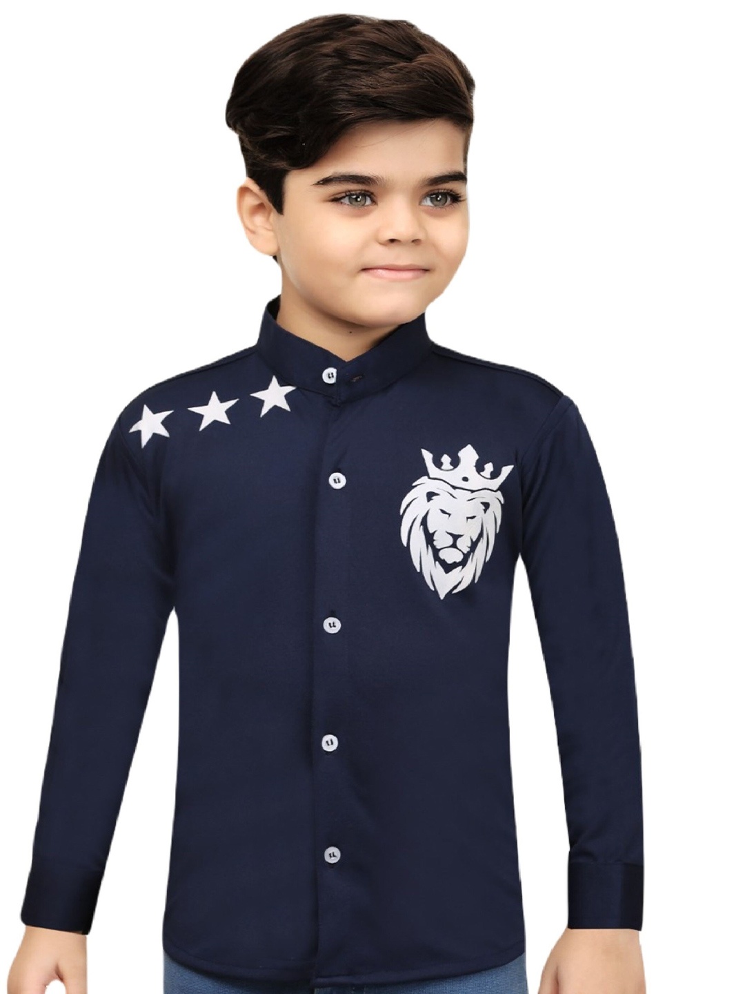 BAESD Boys Graphic Printed Comfort Casual Shirt, Navy blue