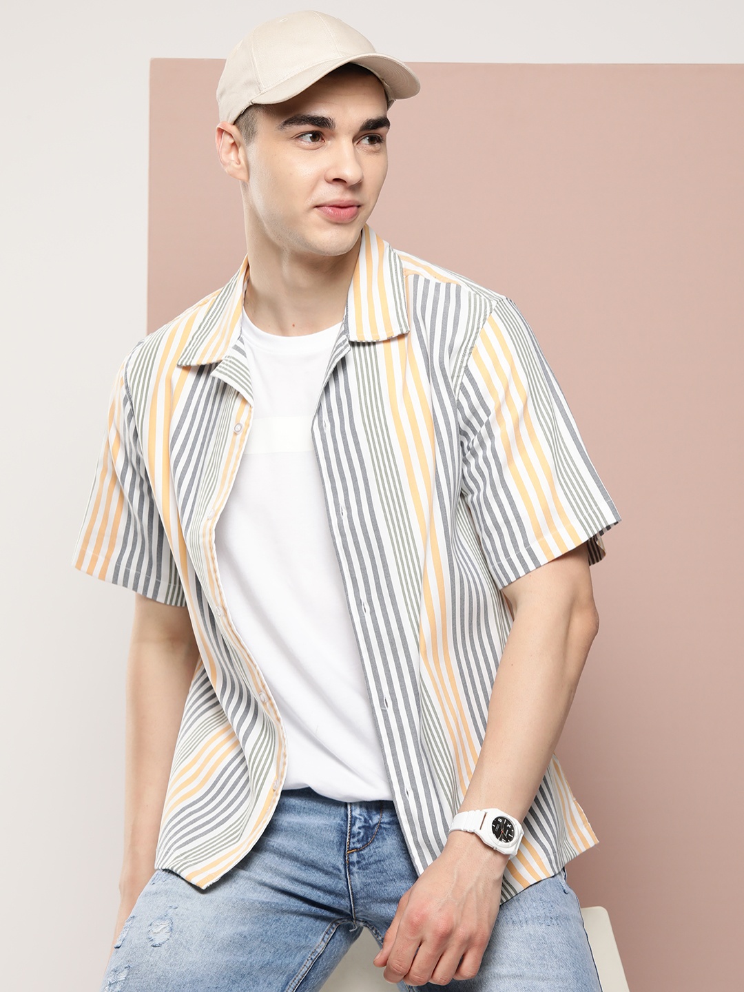 

Harvard Pure Cotton Striped Casual Shirt, White
