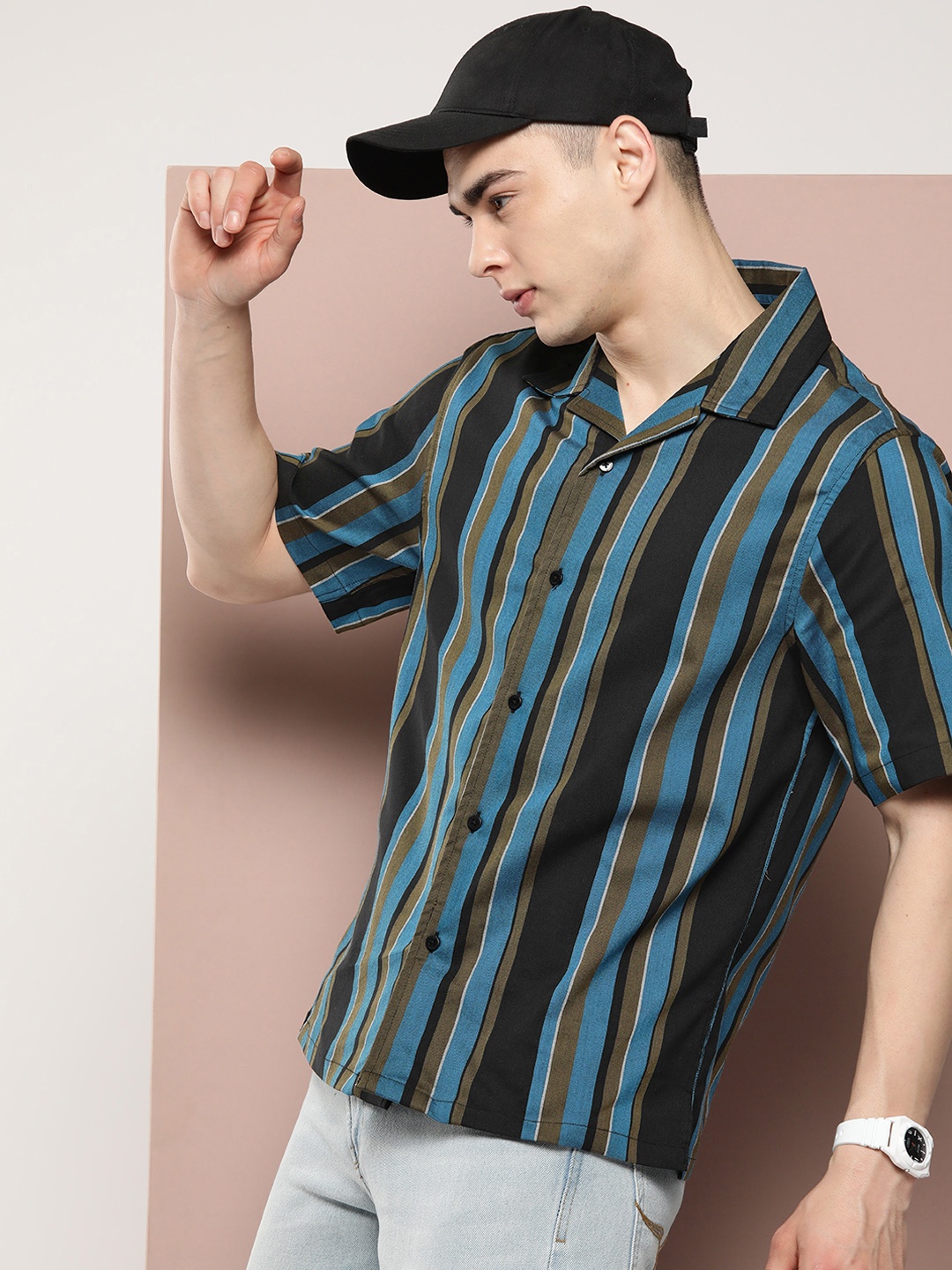

Harvard Pure Cotton Striped Casual Shirt, Blue