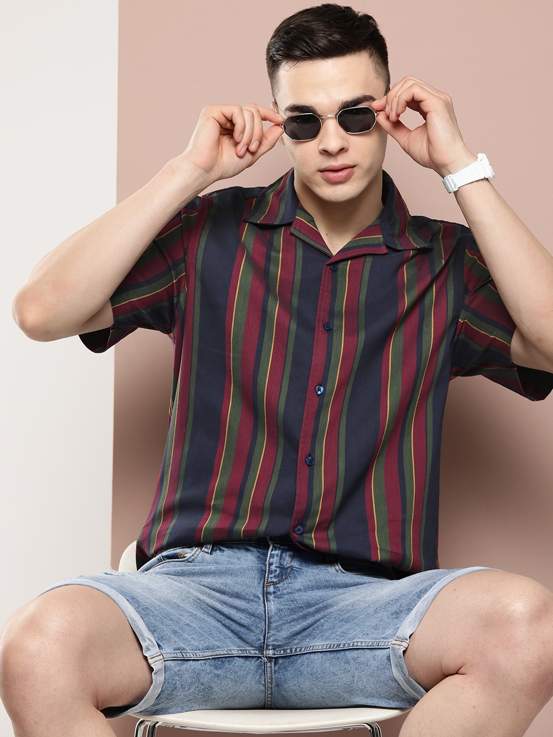 

Harvard Pure Cotton Striped Casual Shirt, Blue