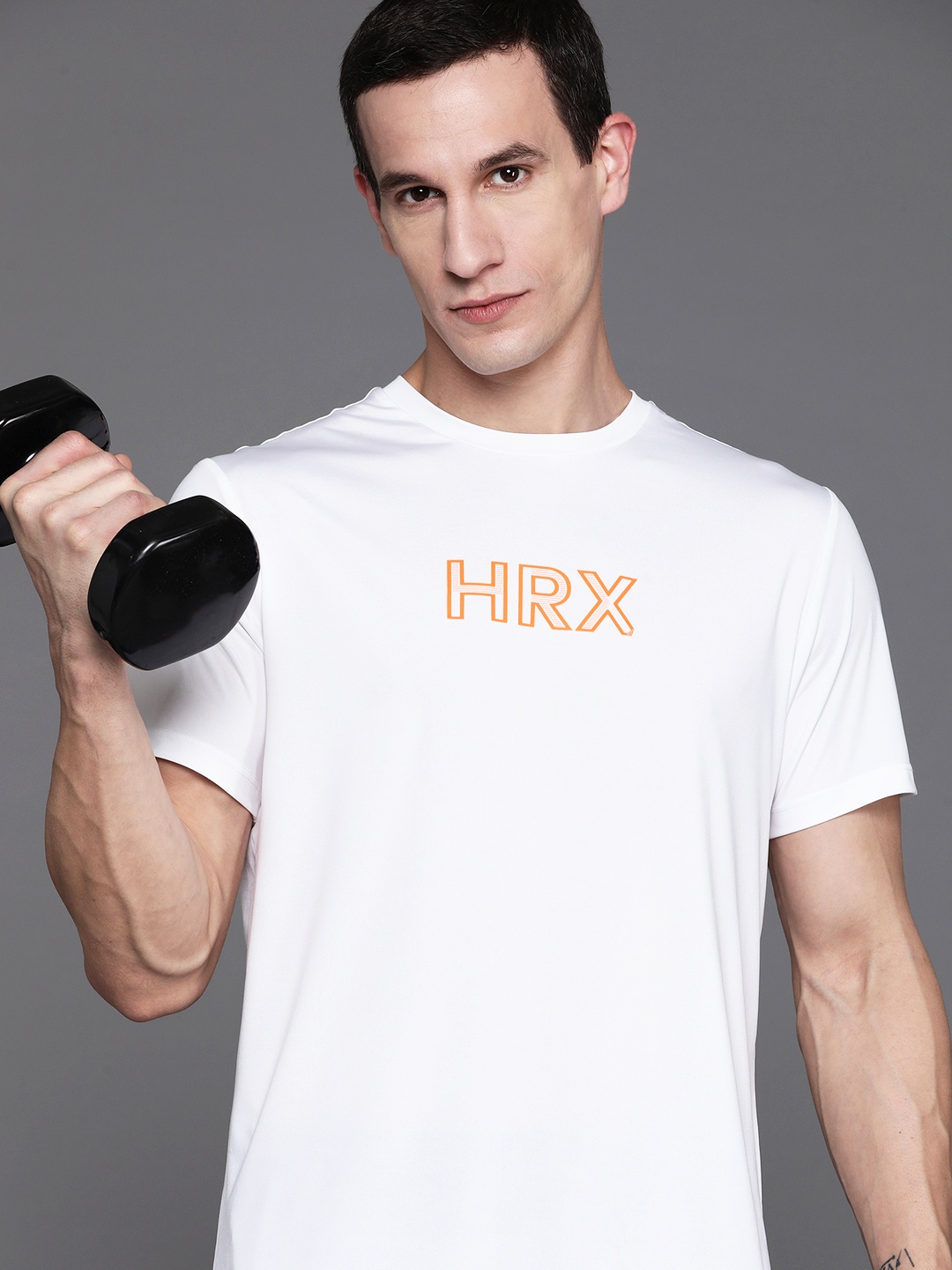 

HRX by Hrithik Roshan Rapid Dry Brand Logo Printed Training T-shirt, White