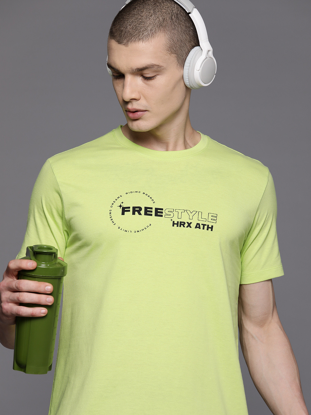 

HRX by Hrithik Roshan Men Typography Printed T-shirt, Lime green