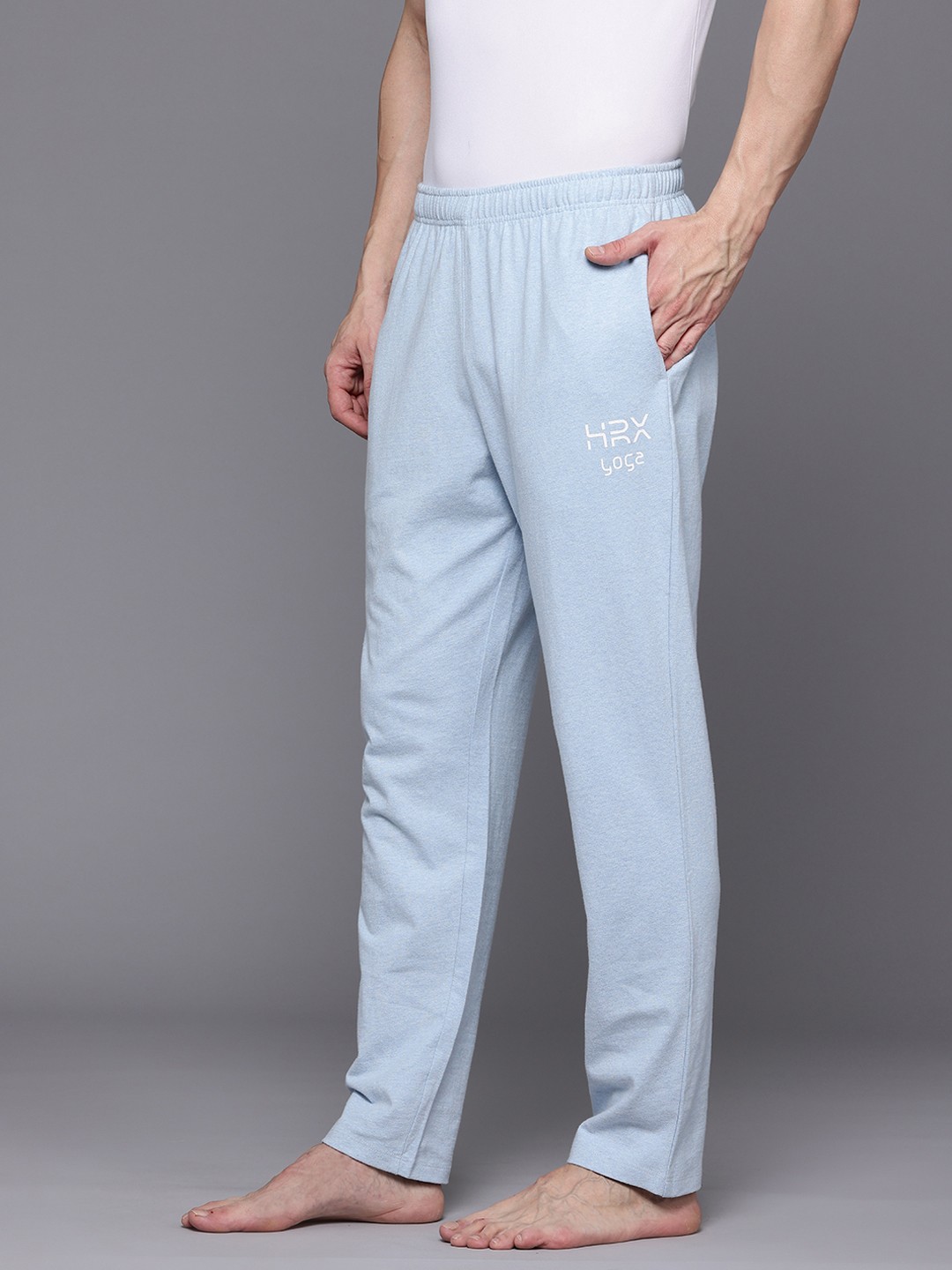 

HRX by Hrithik Roshan Men Relaxed Fit Pure Cotton Yoga Joggers, Blue