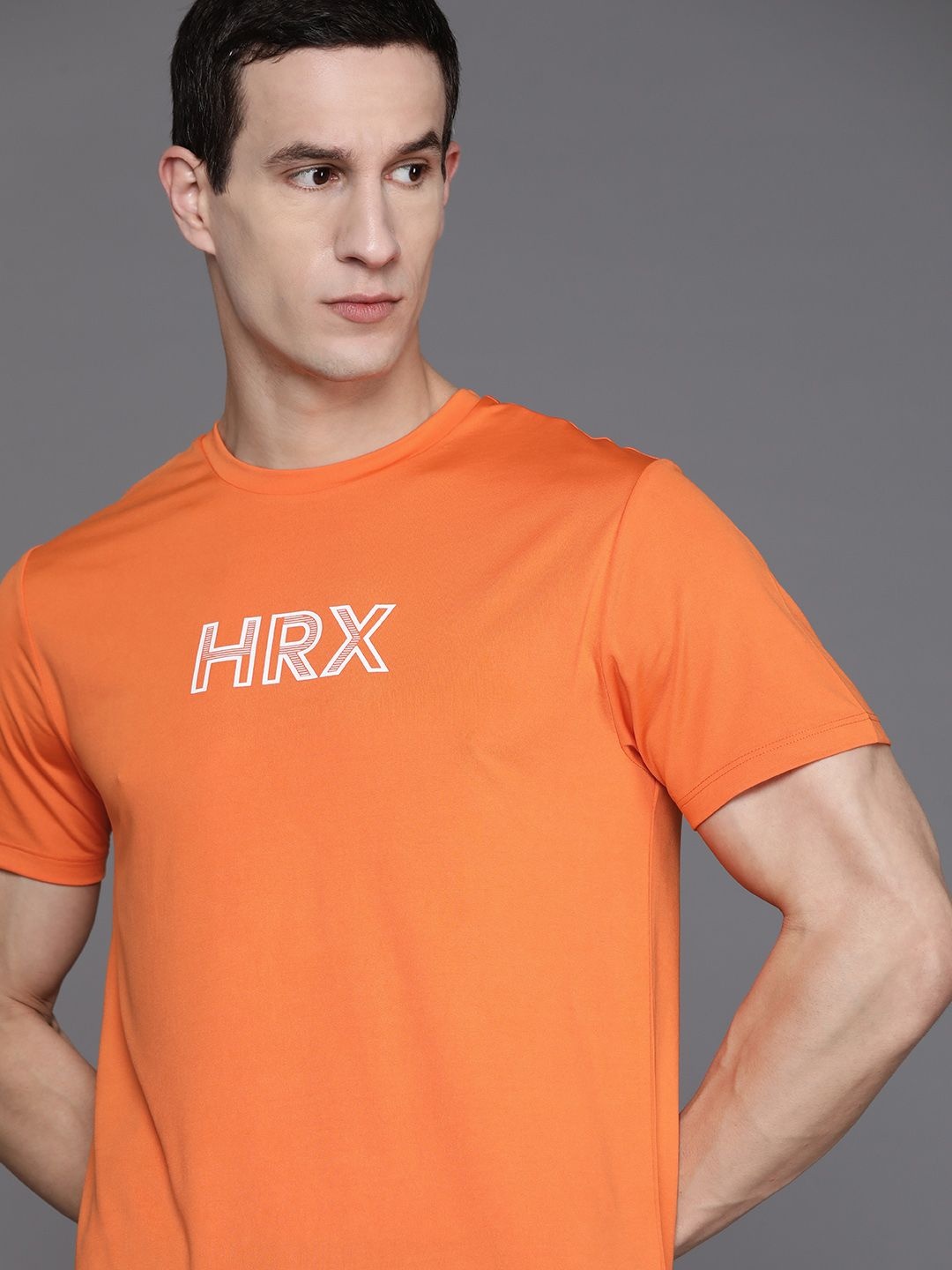 

HRX by Hrithik Roshan Printed Rapid-Dry Training T-shirt, Orange