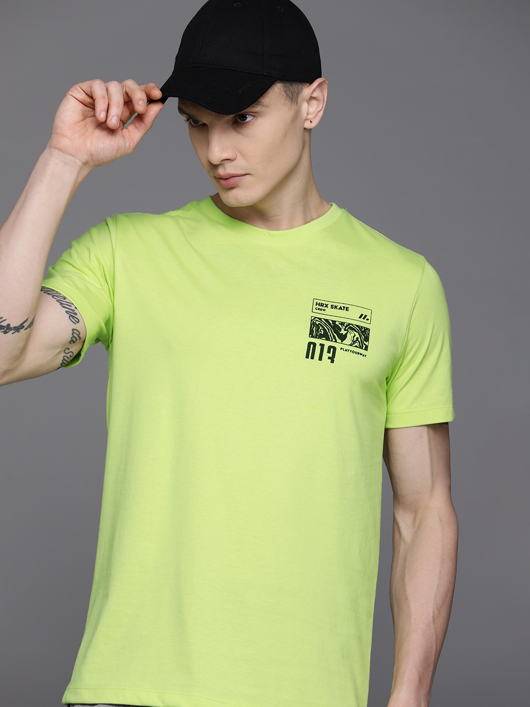 

HRX by Hrithik Roshan Placement Print T-shirt, Lime green