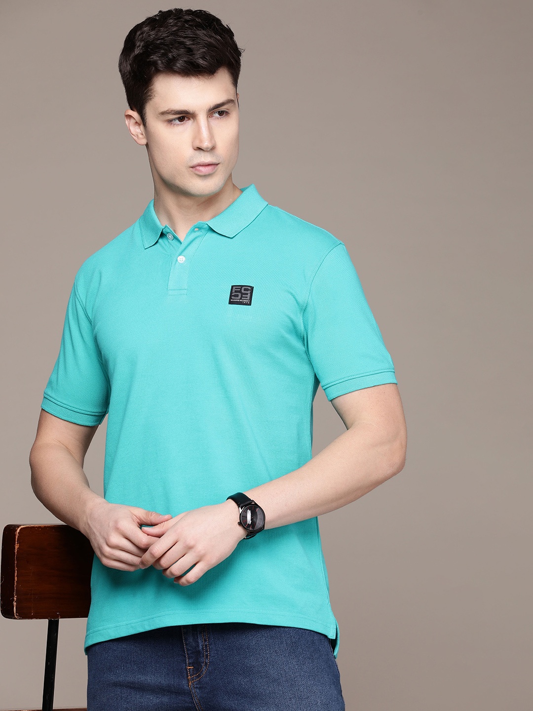 

French Connection Pure Cotton Polo Collar Casual T-shirt, Green