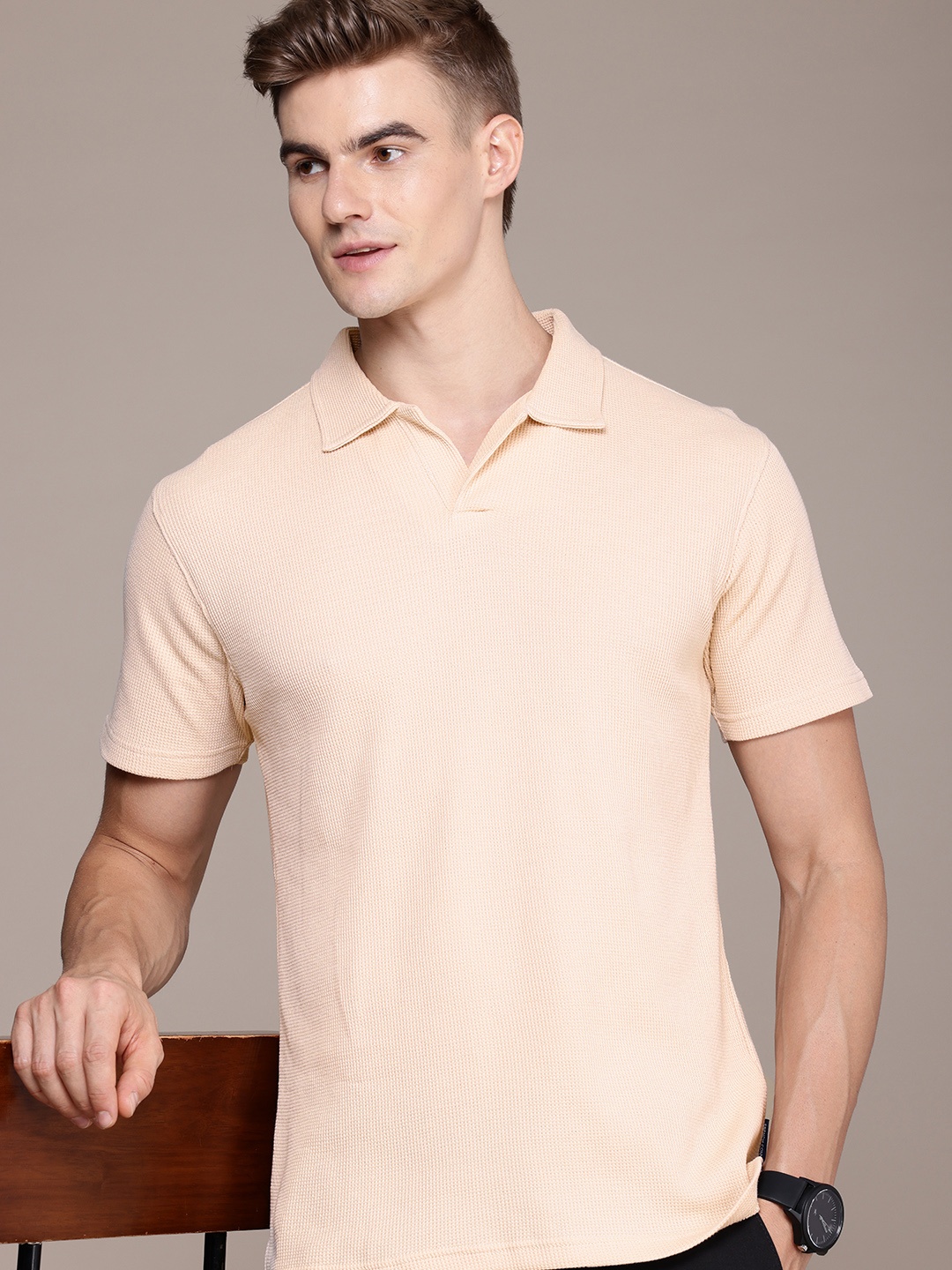 

French Connection Polo Collar Pure Cotton T-shirt, Beige