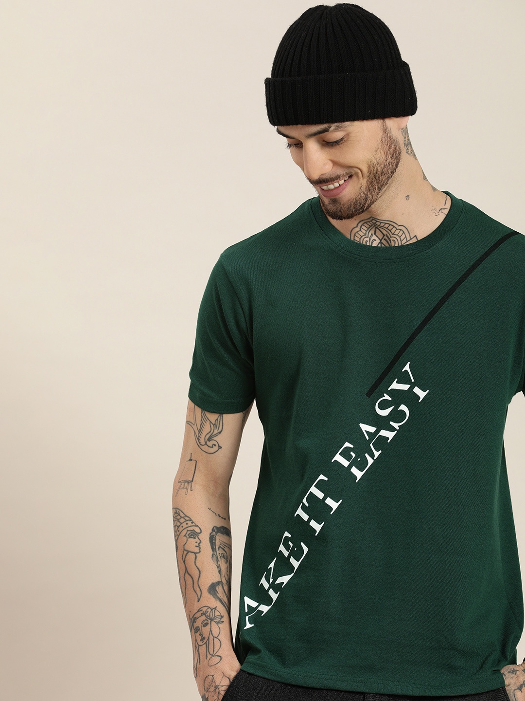 

HERE&NOW Typography Printed T-shirt, Green