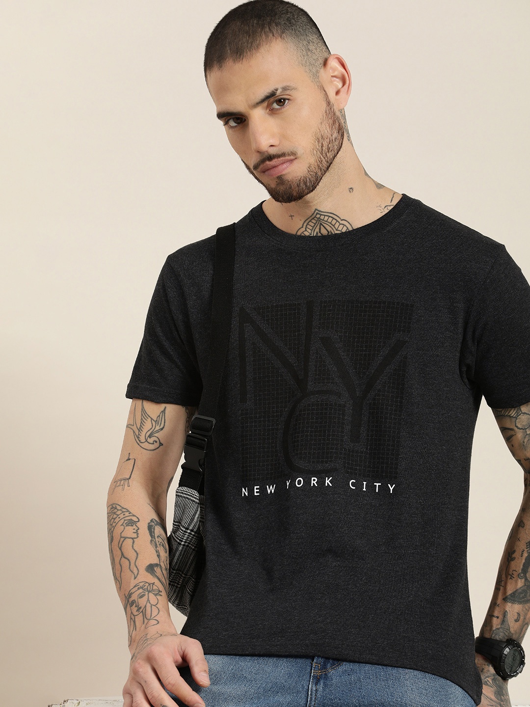 

HERE&NOW Printed T-shirt, Charcoal