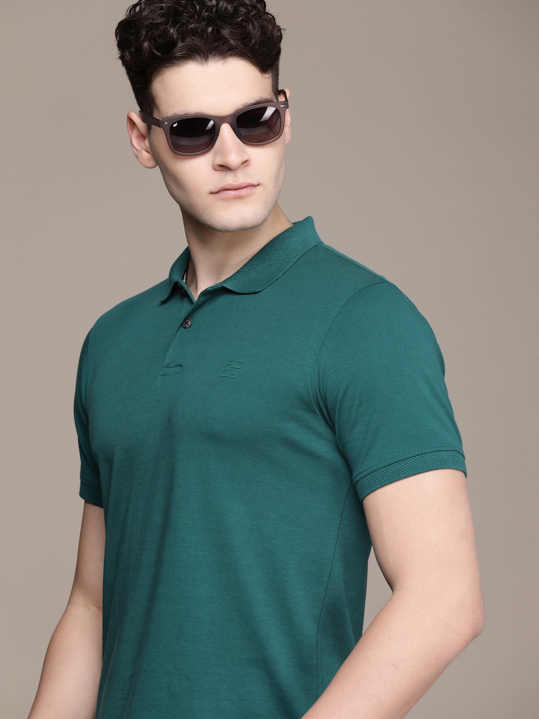 

French Connection Men Polo Collar Pure Cotton T-shirt, Green