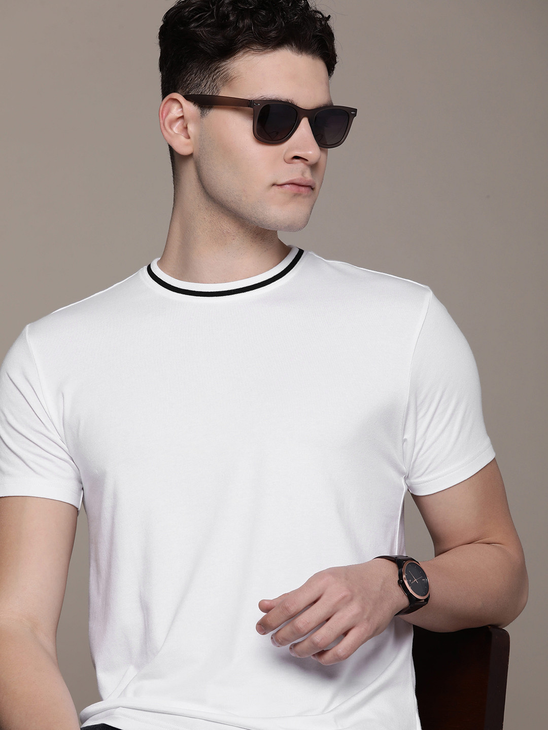 

French Connection Men Pure Cotton T-shirt, White