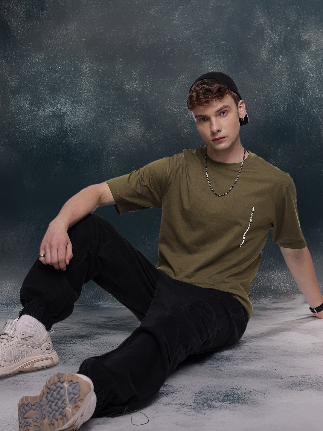 

FCUK Graphic Printed Pure Cotton T-shirt, Olive