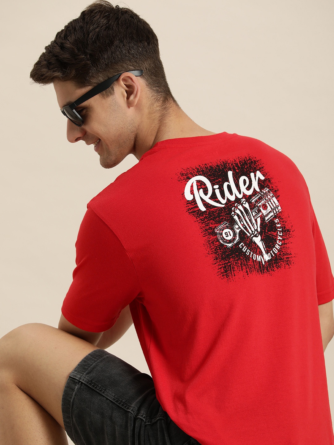 

HERE&NOW Graphic Printed Casual T-shirt, Red