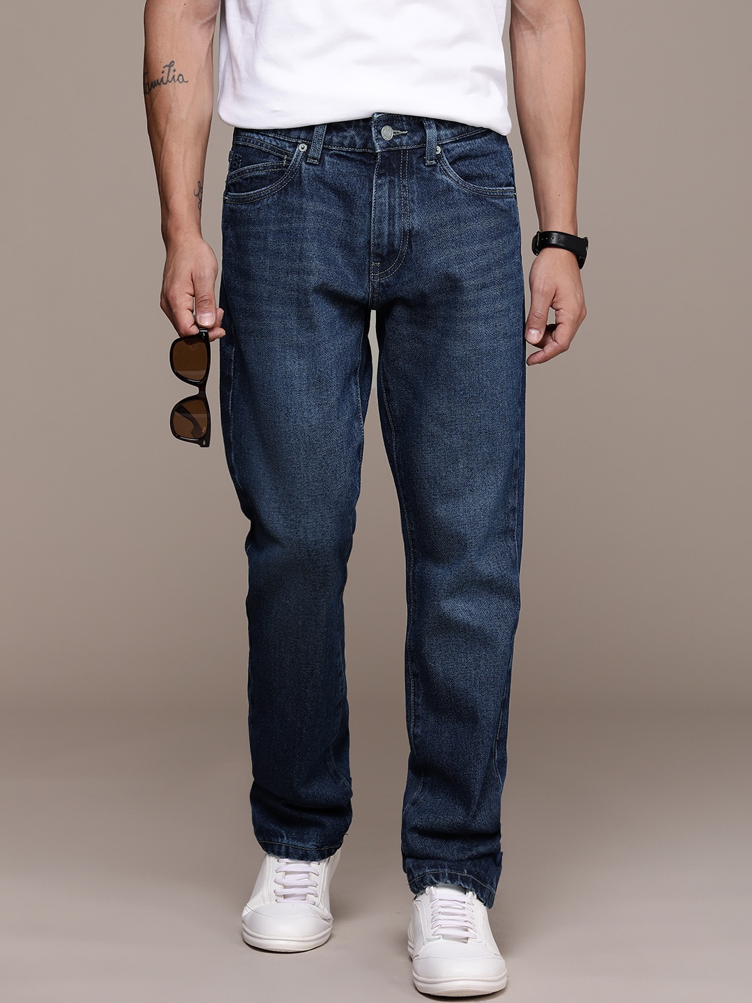 

French Connection Men Pure Cotton Light Fade Jeans, Blue