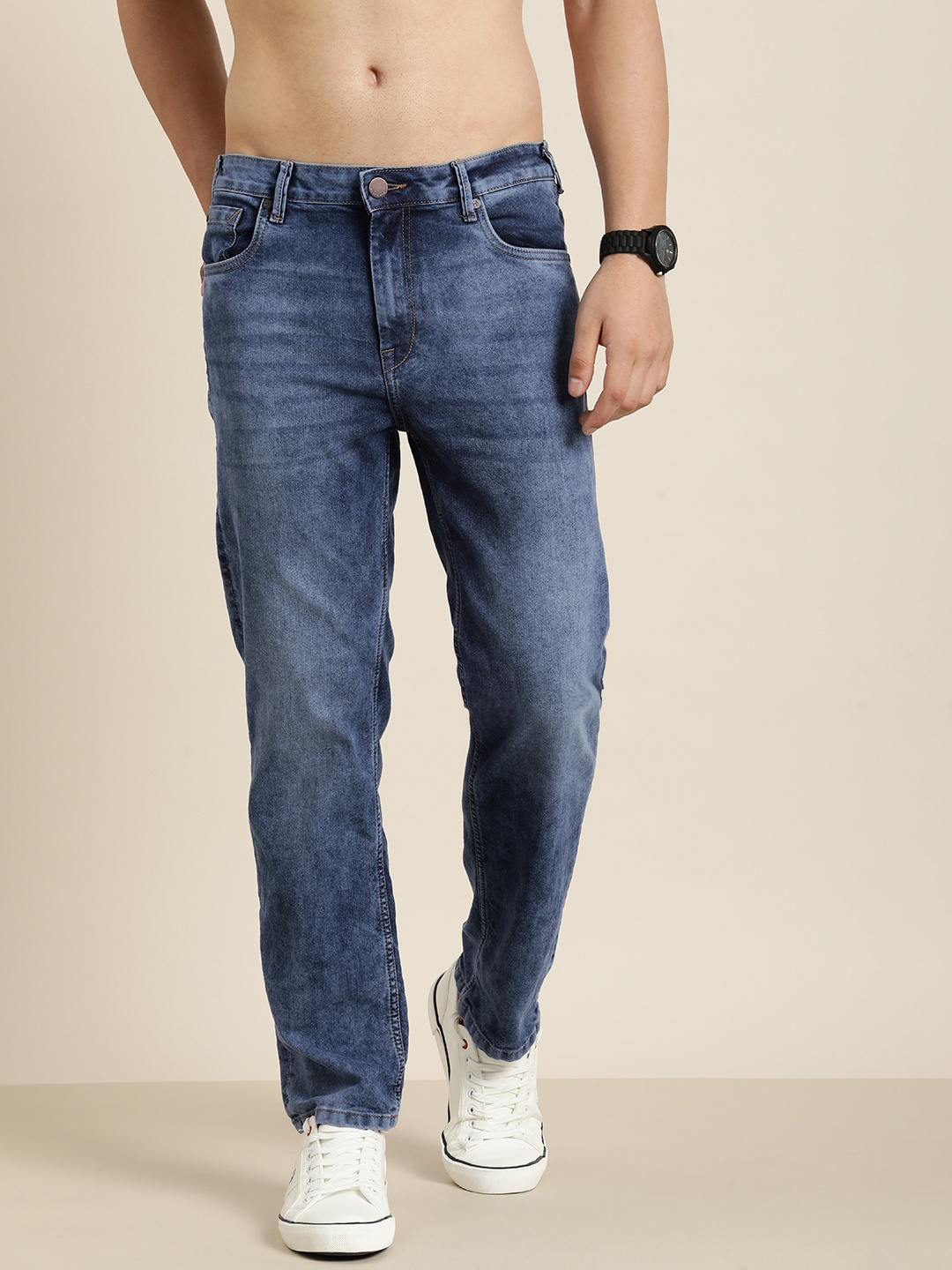 

HERE&NOW Men Heavy Fade Stretchable Jeans, Blue