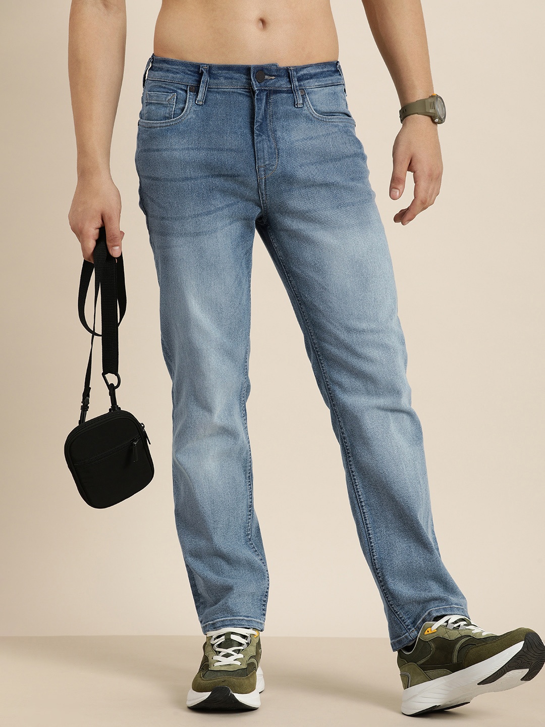 

HERE&NOW Men Light Fade Stretchable Jeans, Blue