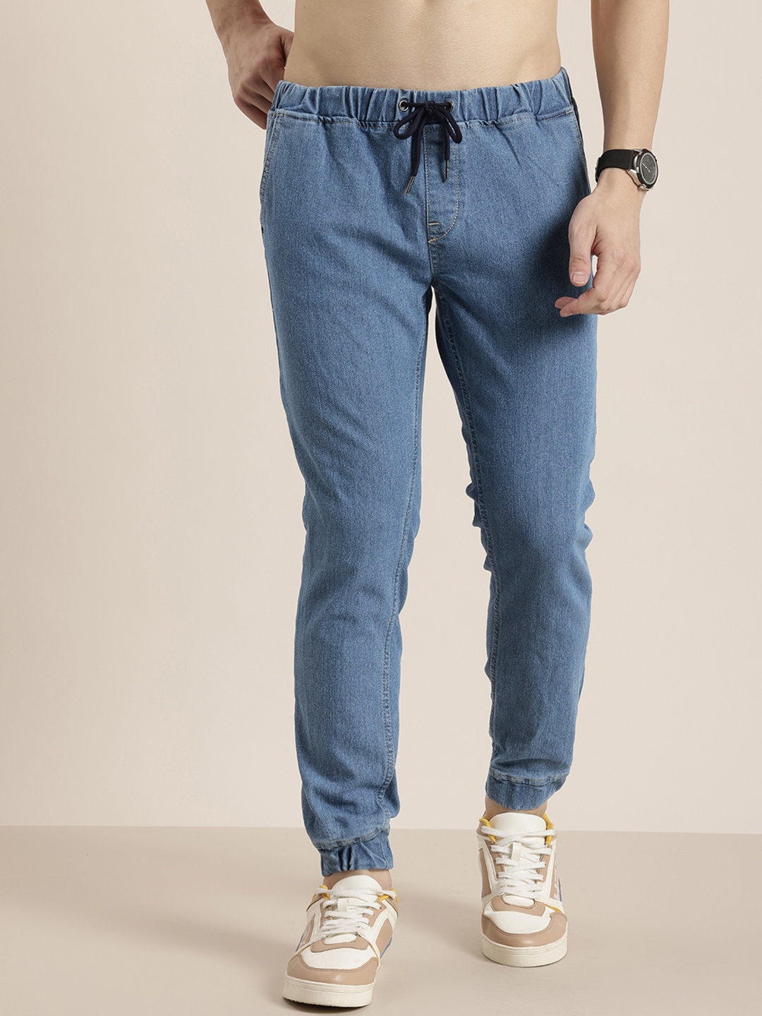 

HERE&NOW Men Jogger Fit Stretchable Jeans, Blue