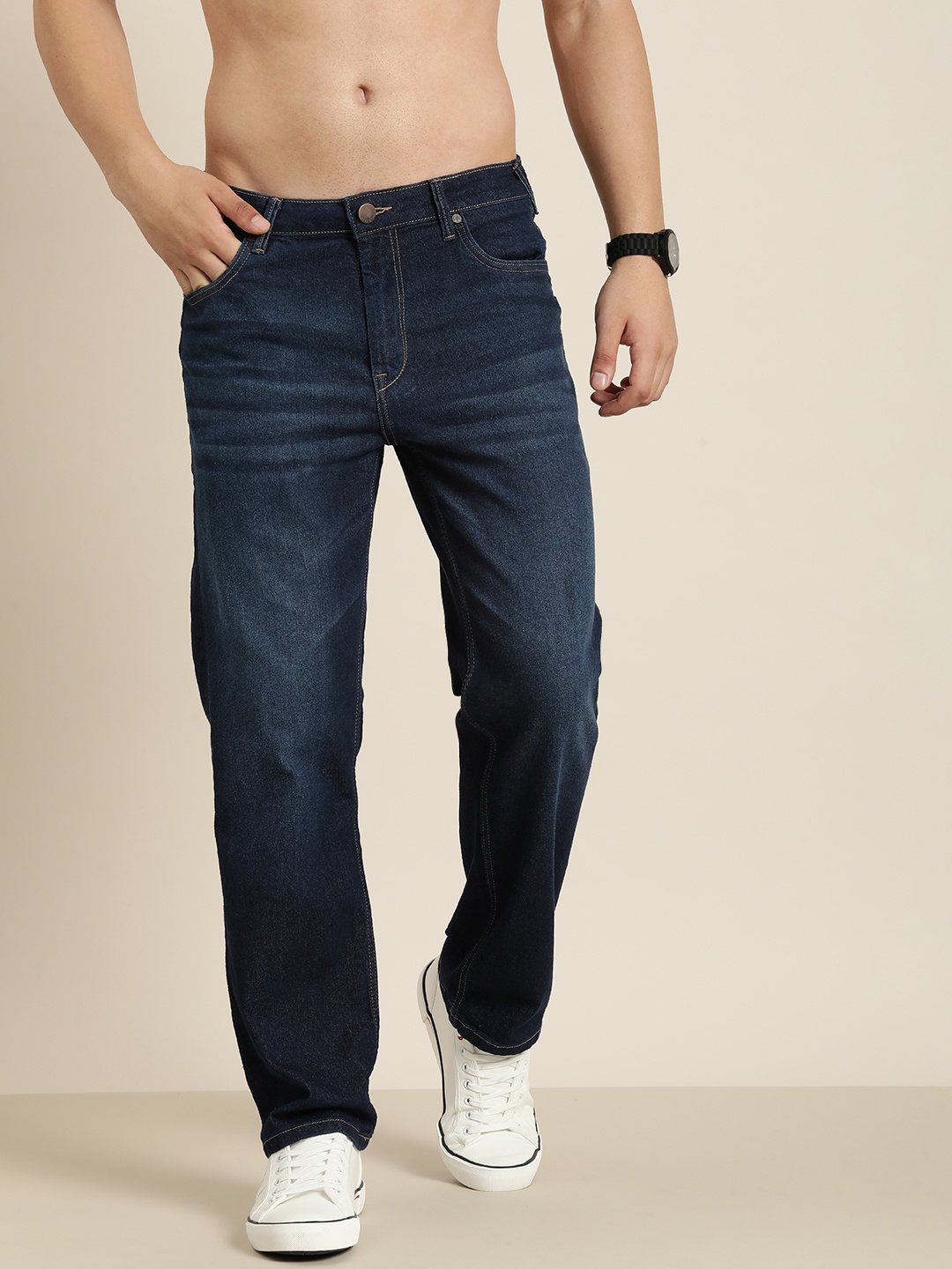 

HERE&NOW Men Light Fade Stretchable Jeans, Blue