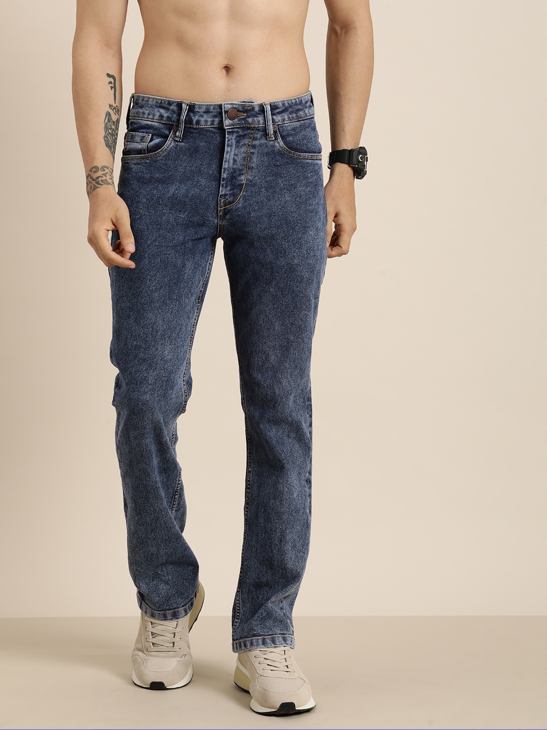 

HERE&NOW Men Slim Fit Stretchable Jeans, Navy blue