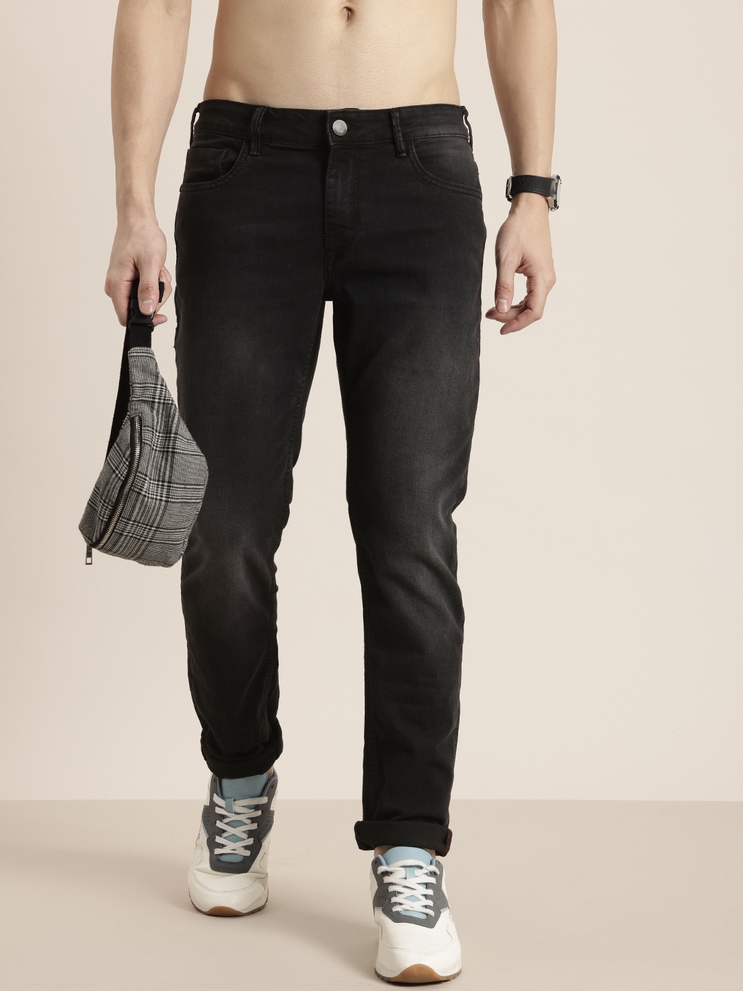 

HERE&NOW Men Slim Fit Stretchable Jeans, Black