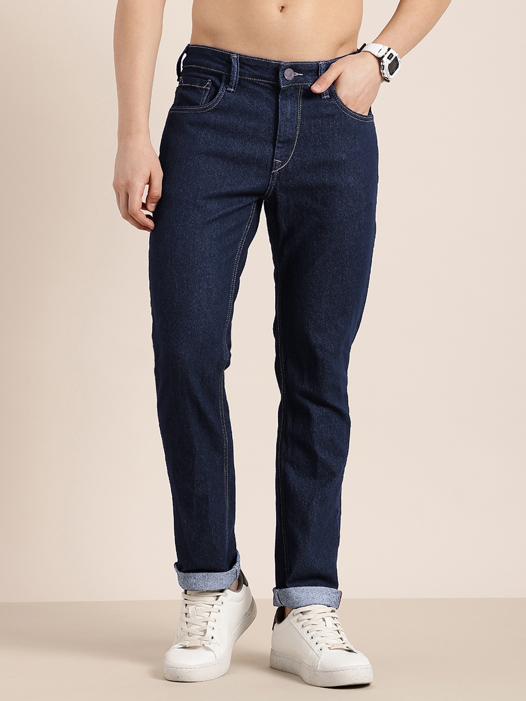 

HERE&NOW Men Slim Fit Light Fade Stretchable Jeans, Blue