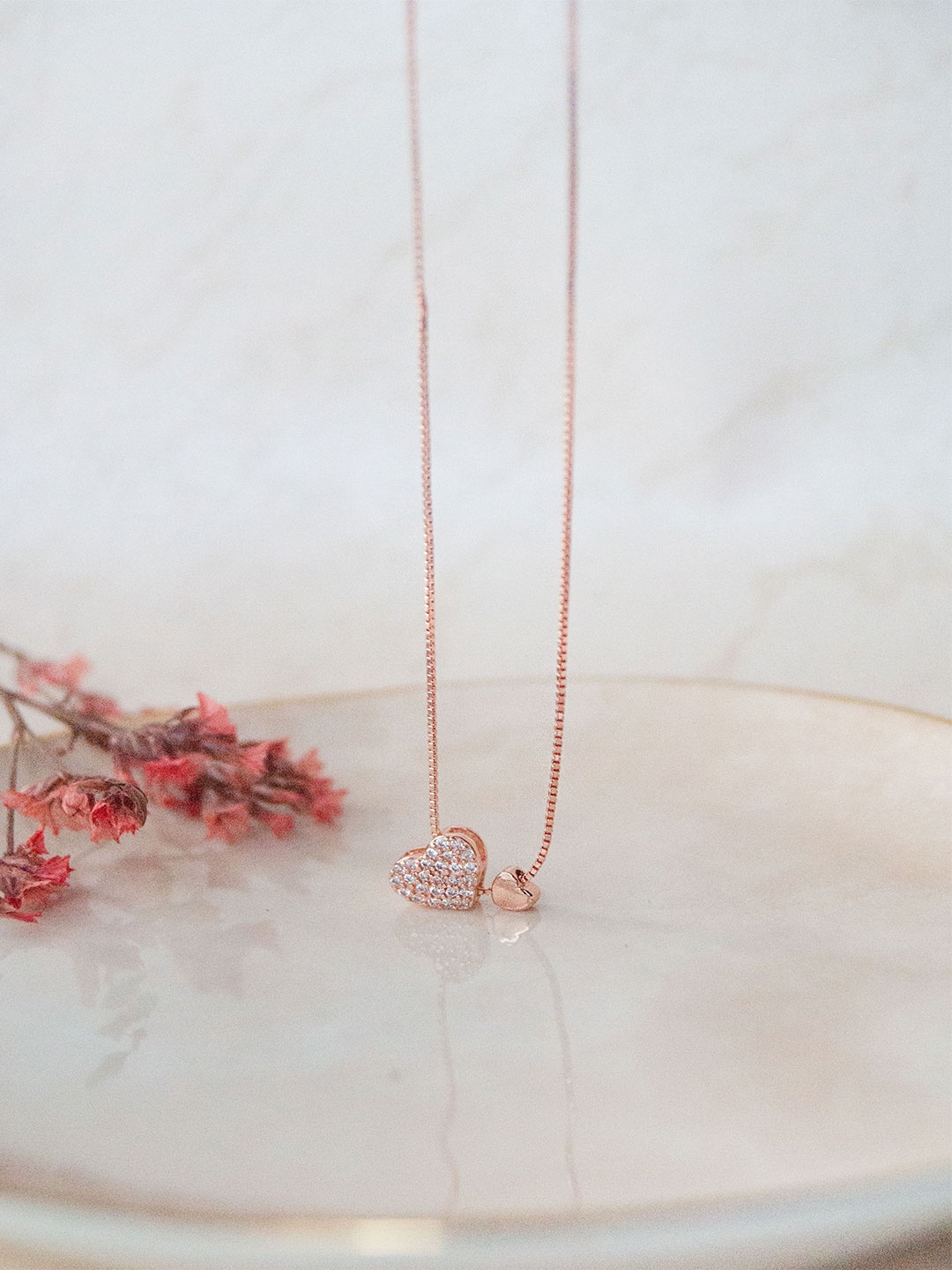 

MANNASH Rose Gold Plated CZ Studded Sterling Silver Chain