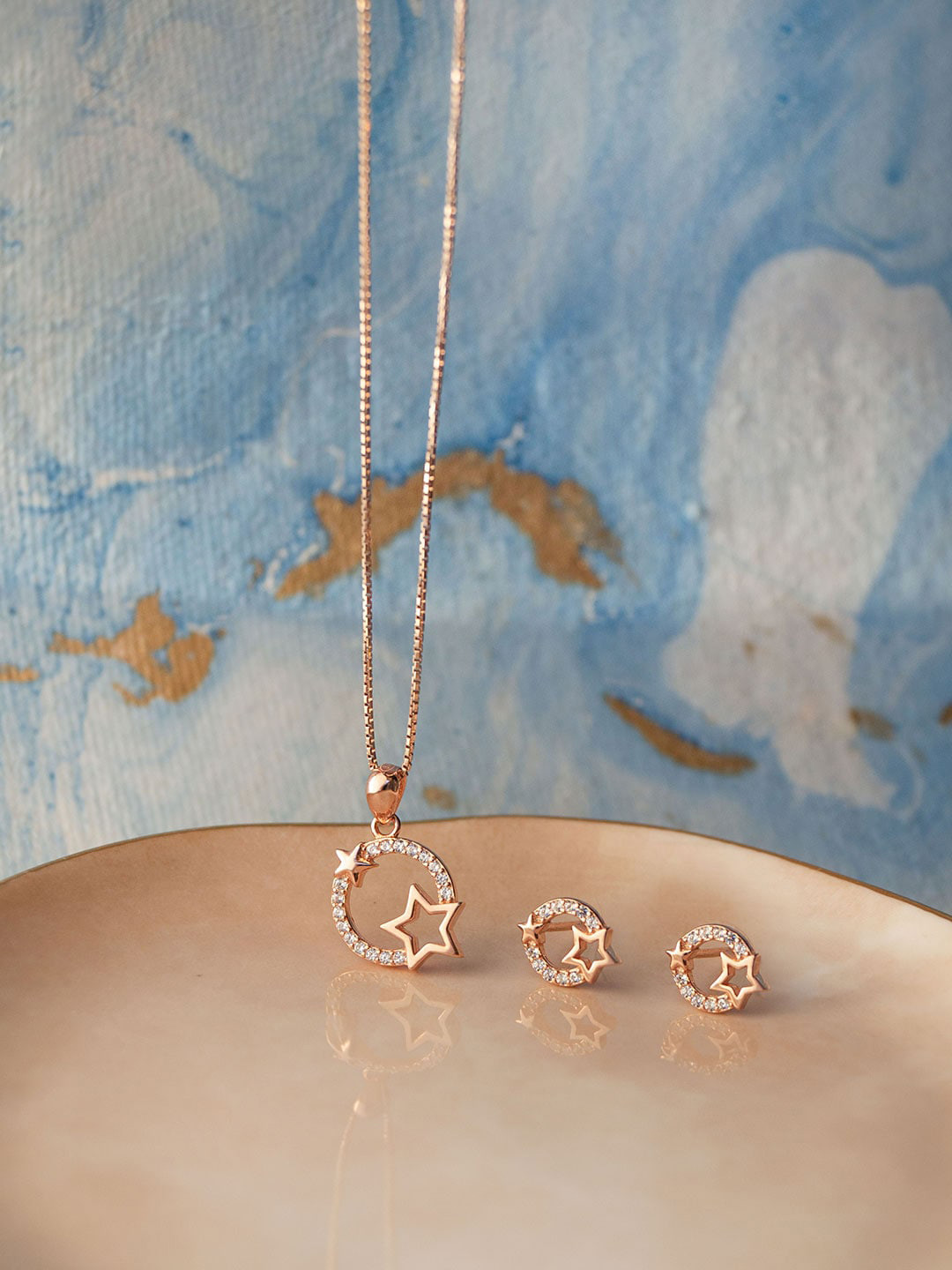 

MANNASH Rose Gold -Plated Cubic Zirconia Studded Jewellery Set