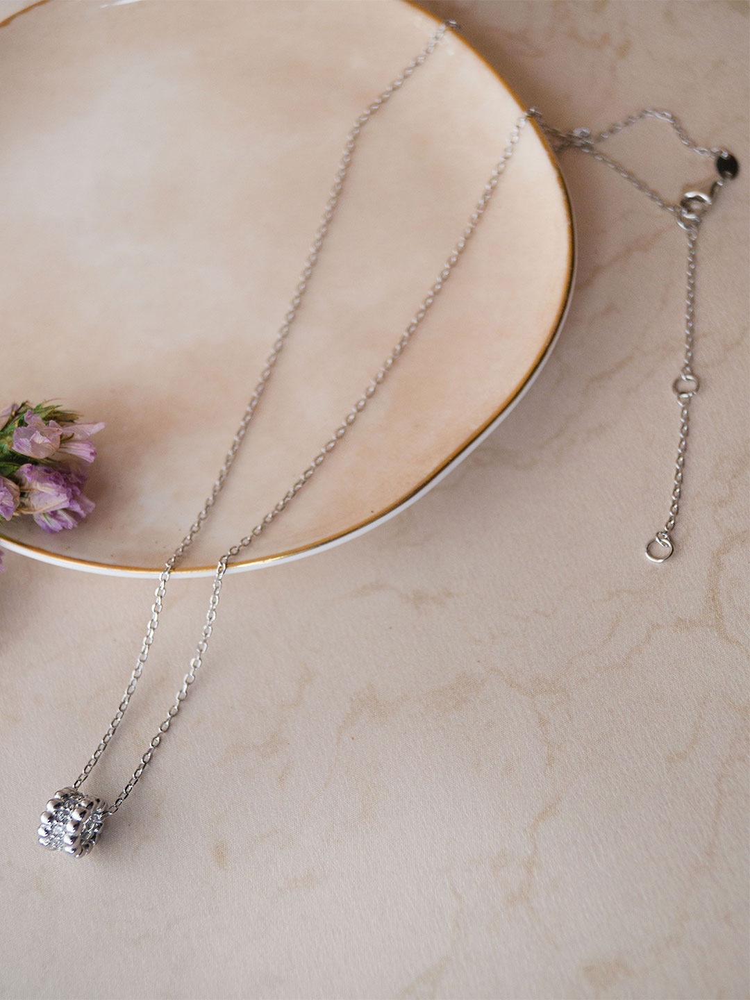 

MANNASH Rhodium Plated CZ Studded Sterling Silver Chain