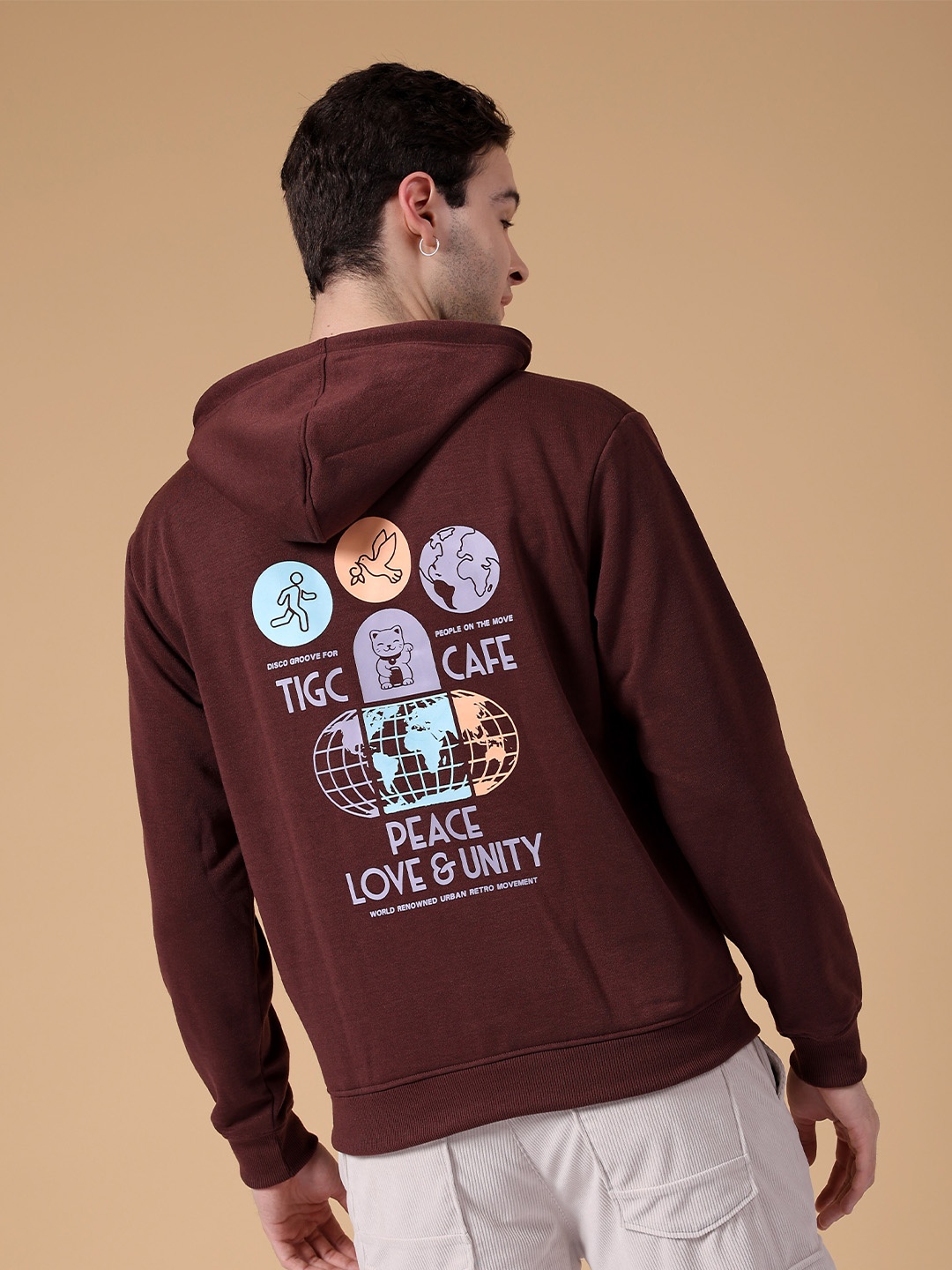 The Indian Garage Co Graphic Printed Hooded Pullover, Brown