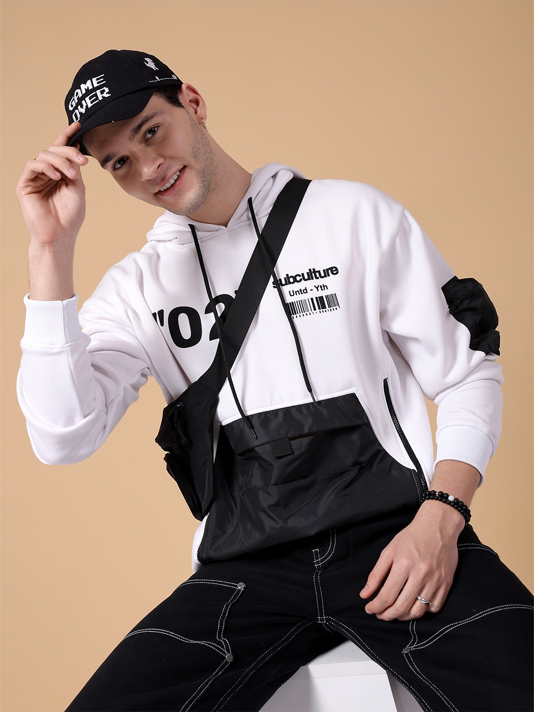 

The Indian Garage Co Typography Printed Hooded Sweatshirt, White