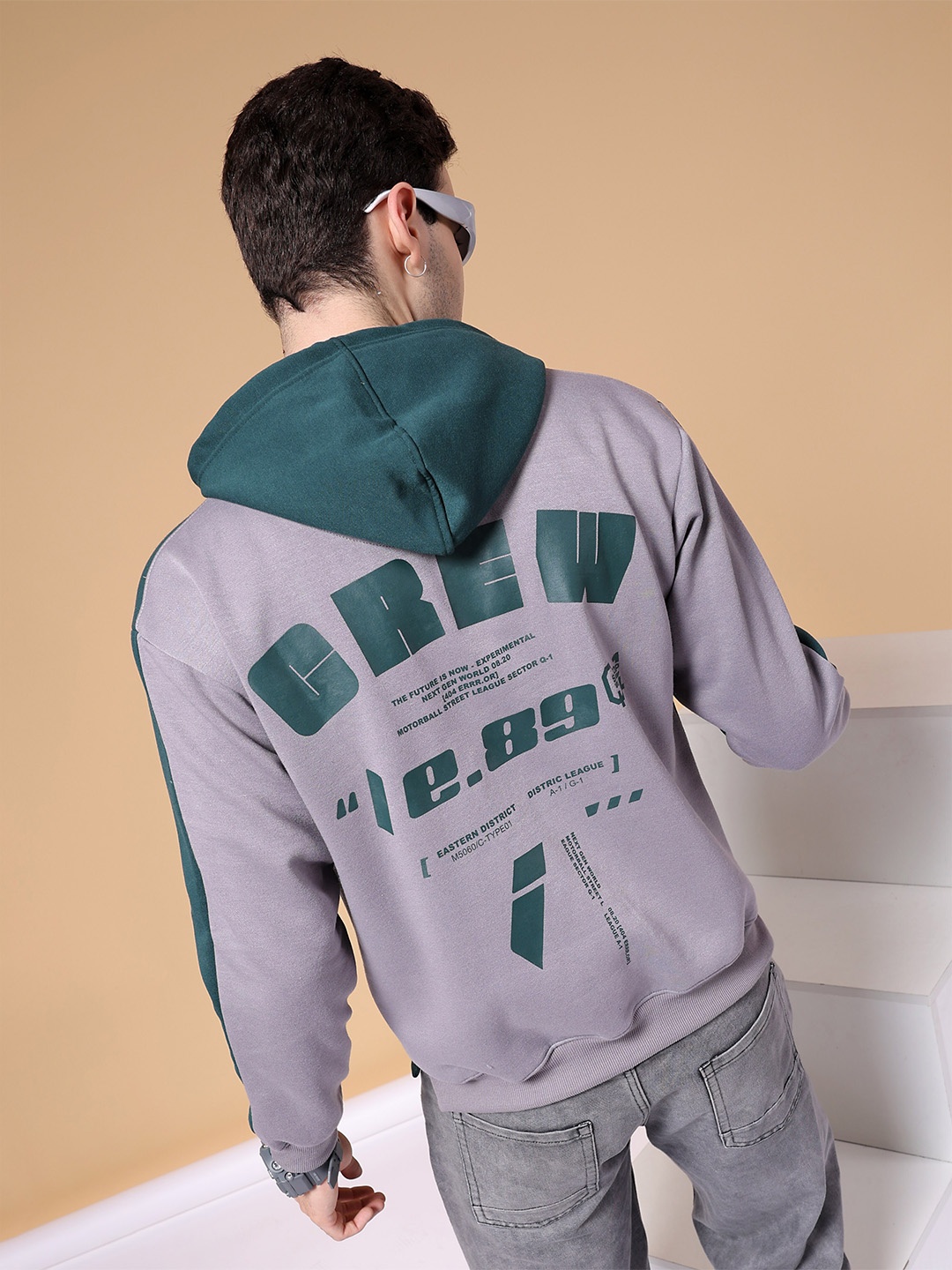 

The Indian Garage Co Typography Printed Hooded Sweatshirt, Green