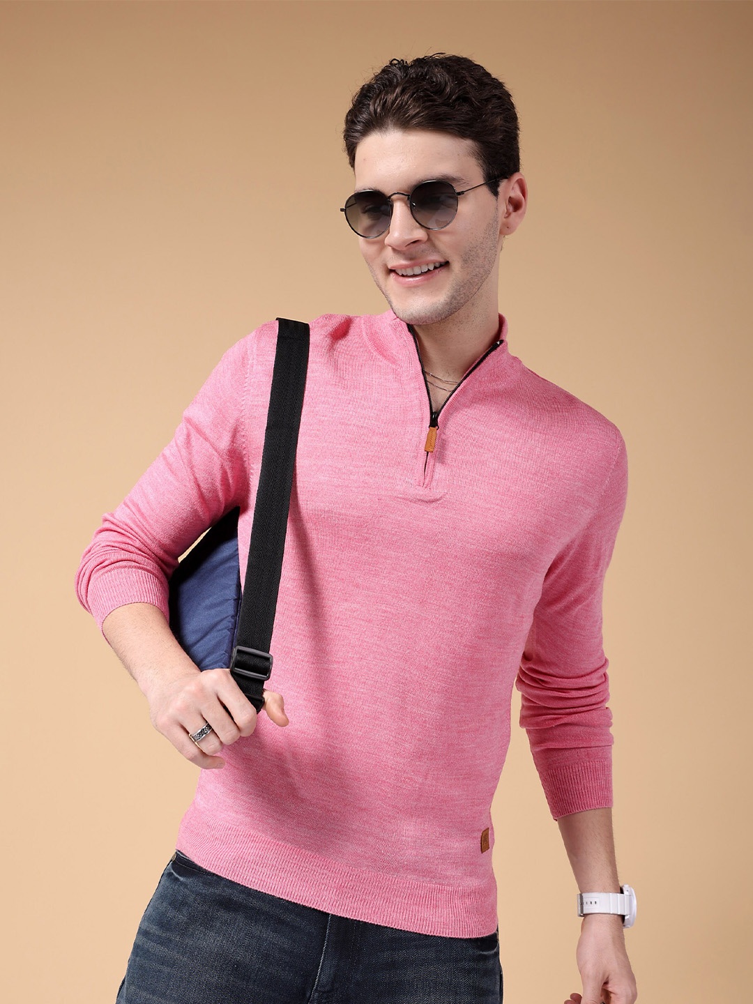 The Indian Garage Co Mock Collar Pullover Sweater, Pink