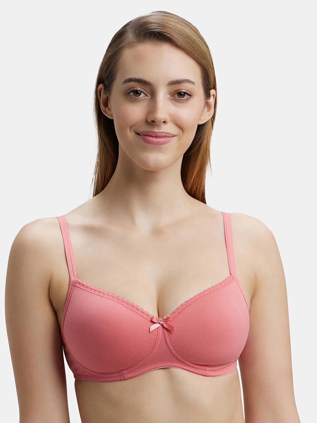 

Jockey Medium Coverage Lightly Padded Cotton Everyday Bra With All Day Comfort, Pink