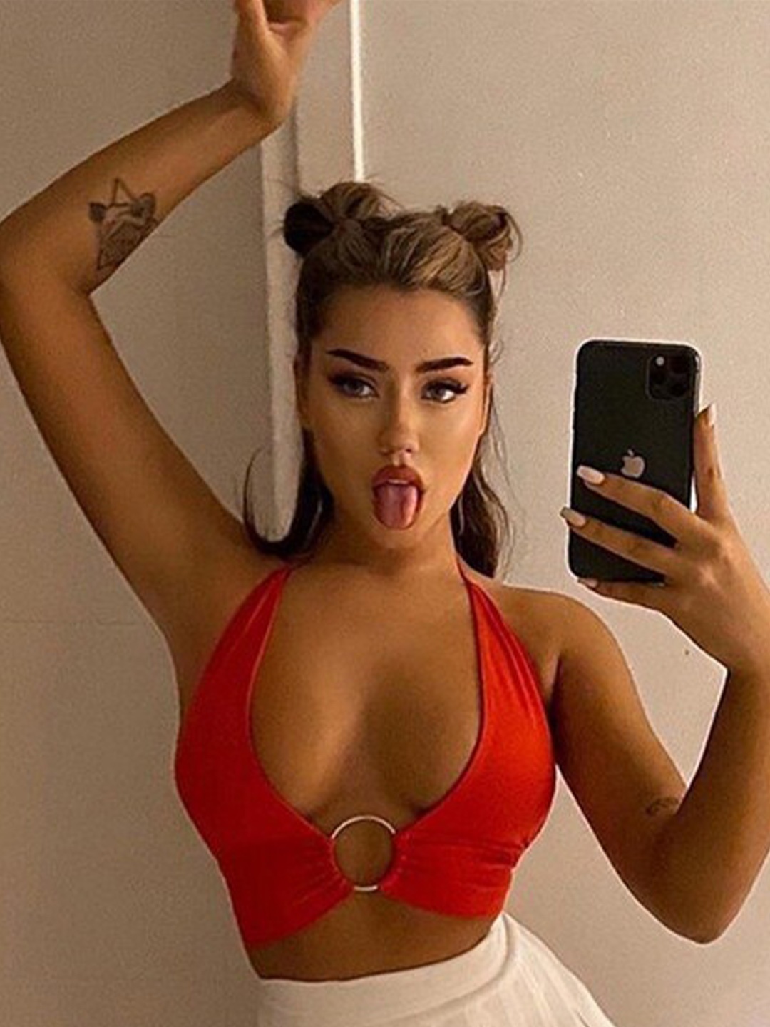 

StyleCast Red Halter Neck Fitted Crop Top