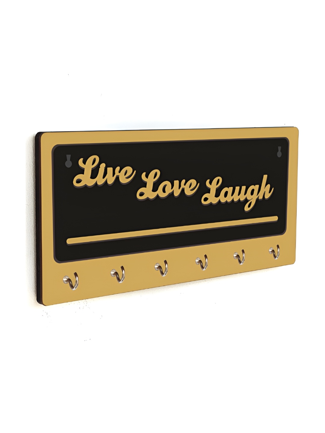 

CVANU Beige & Black Patterned Wooden 6 Hooks Key Holders