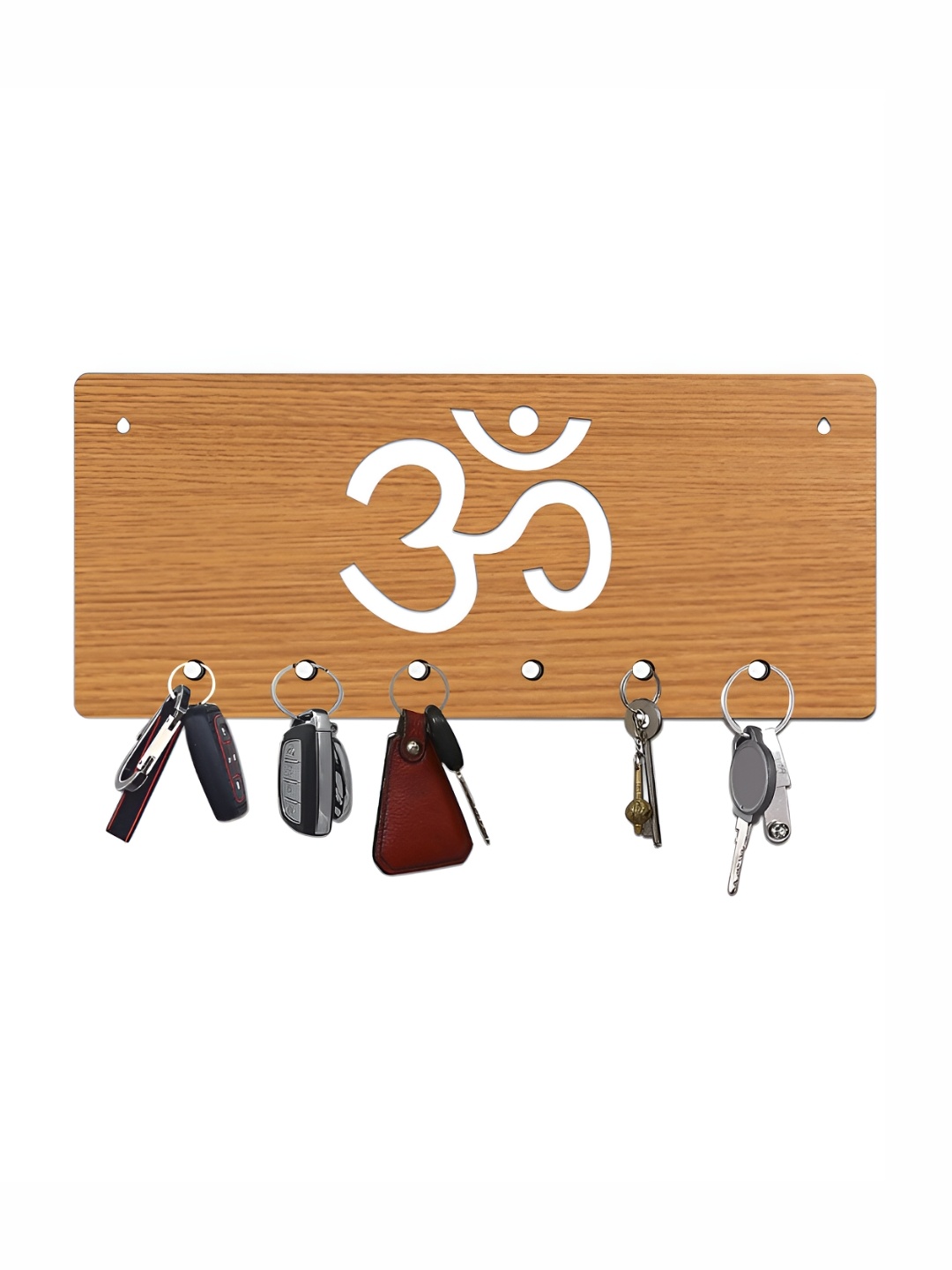 CVANU Brown & White Patterned Wooden Key Holders