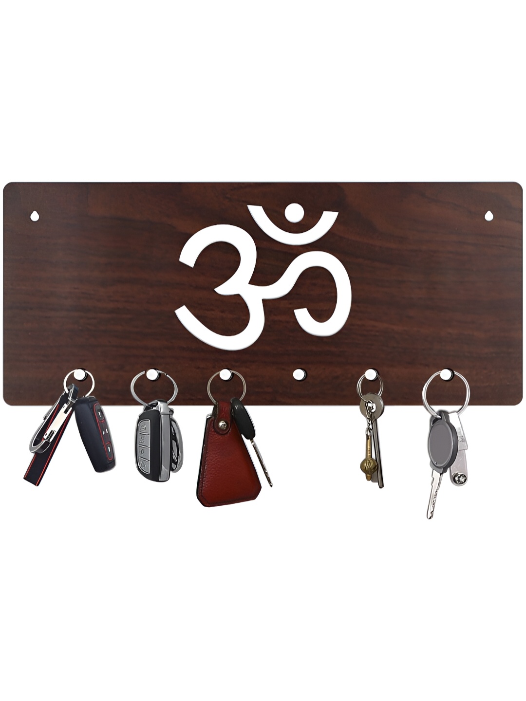 CVANU Brown & White Patterned Wooden Key Holders
