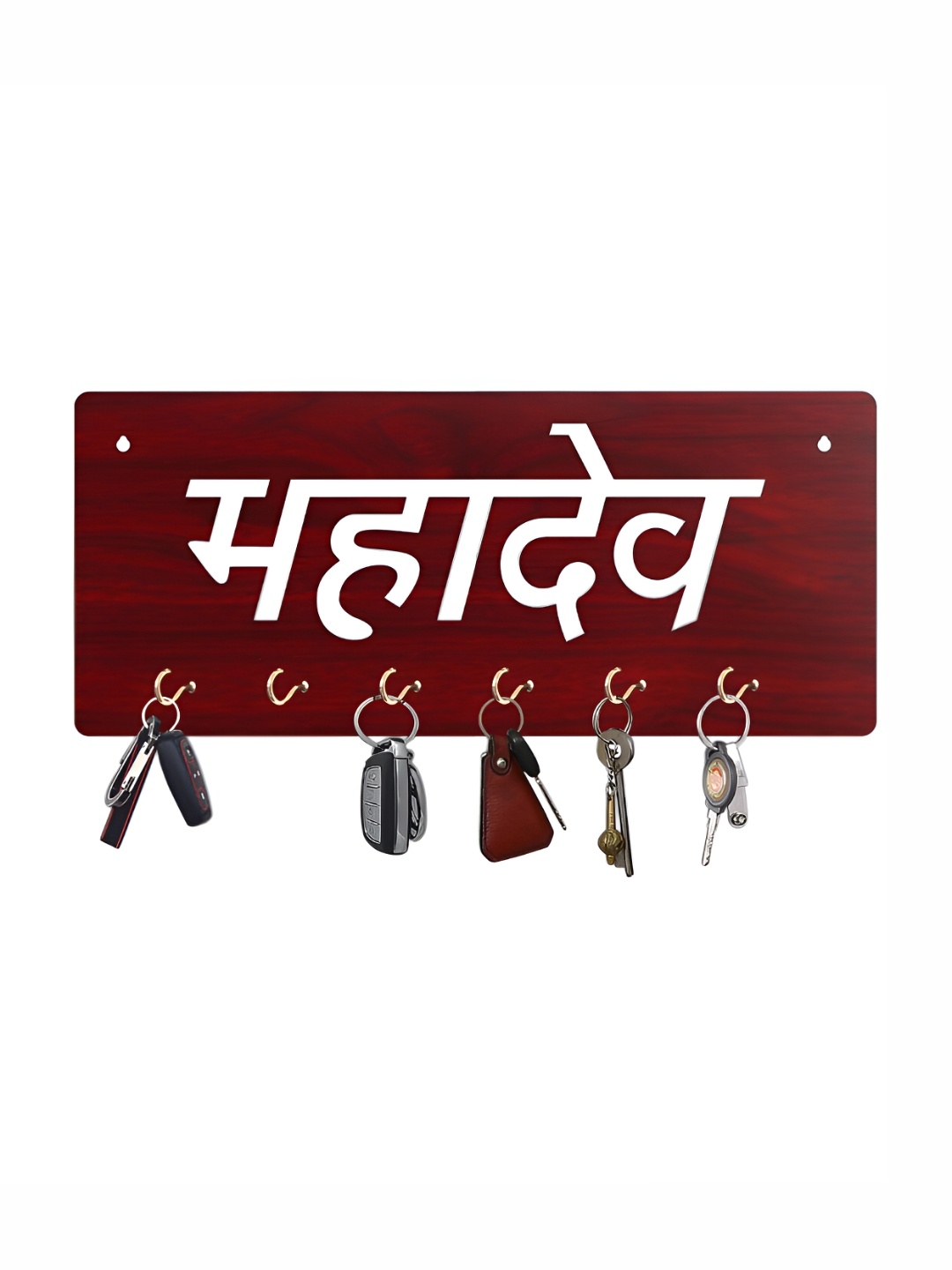 

CVANU Brown & White Patterned Wooden Key Holders