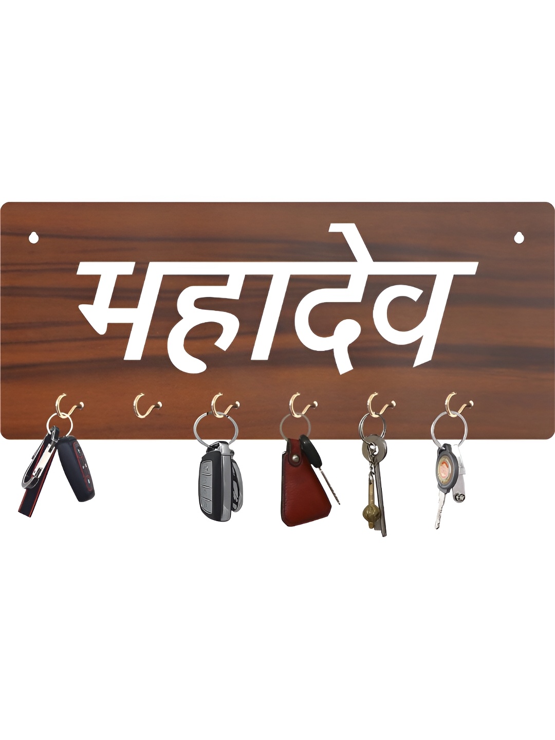 

CVANU Brown & White Patterned Wooden Key Holders