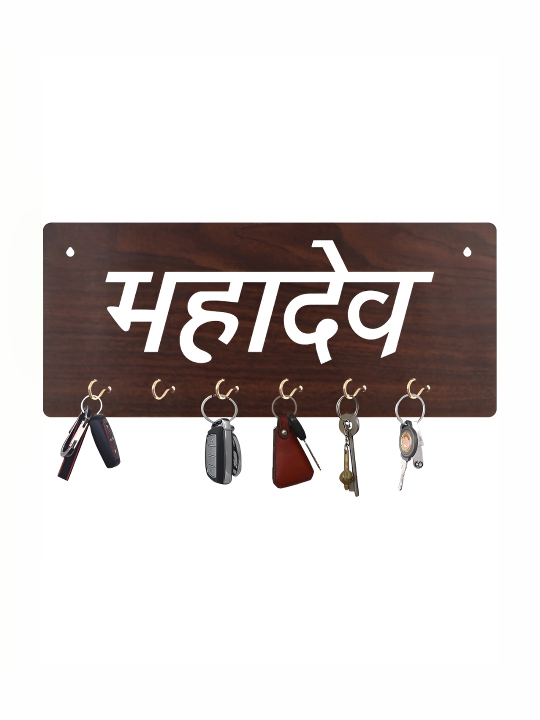 

CVANU Brown & White Patterned Wooden Key Holders