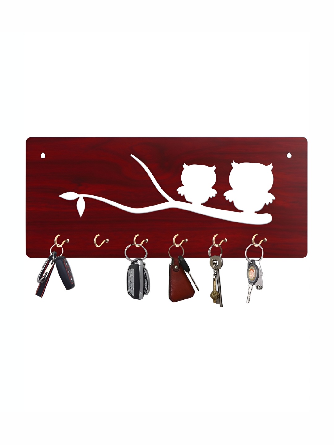 CVANU Brown & White Patterned Wooden Key Holders