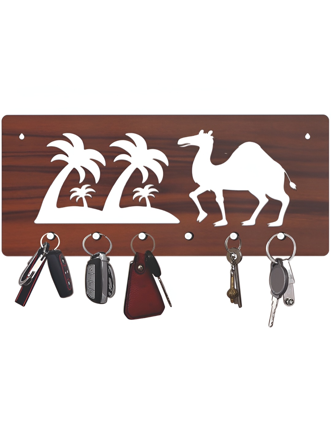 

CVANU Brown & White Patterned Wooden Key Holders
