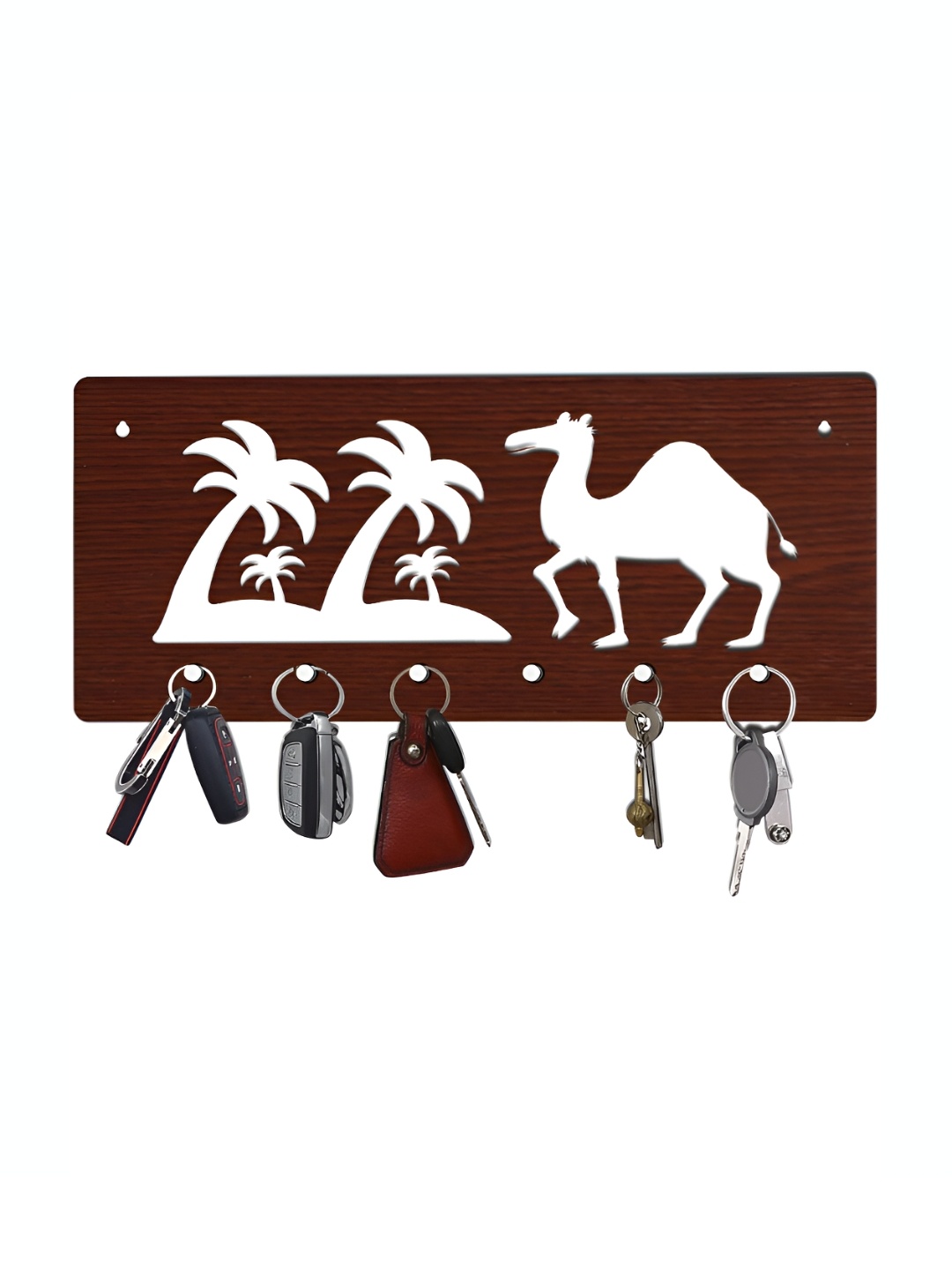 

CVANU Brown & White Patterned Wooden Key Holders