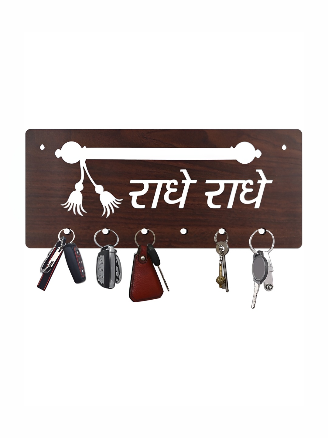 

CVANU Brown & White Patterned Wooden Key Holders