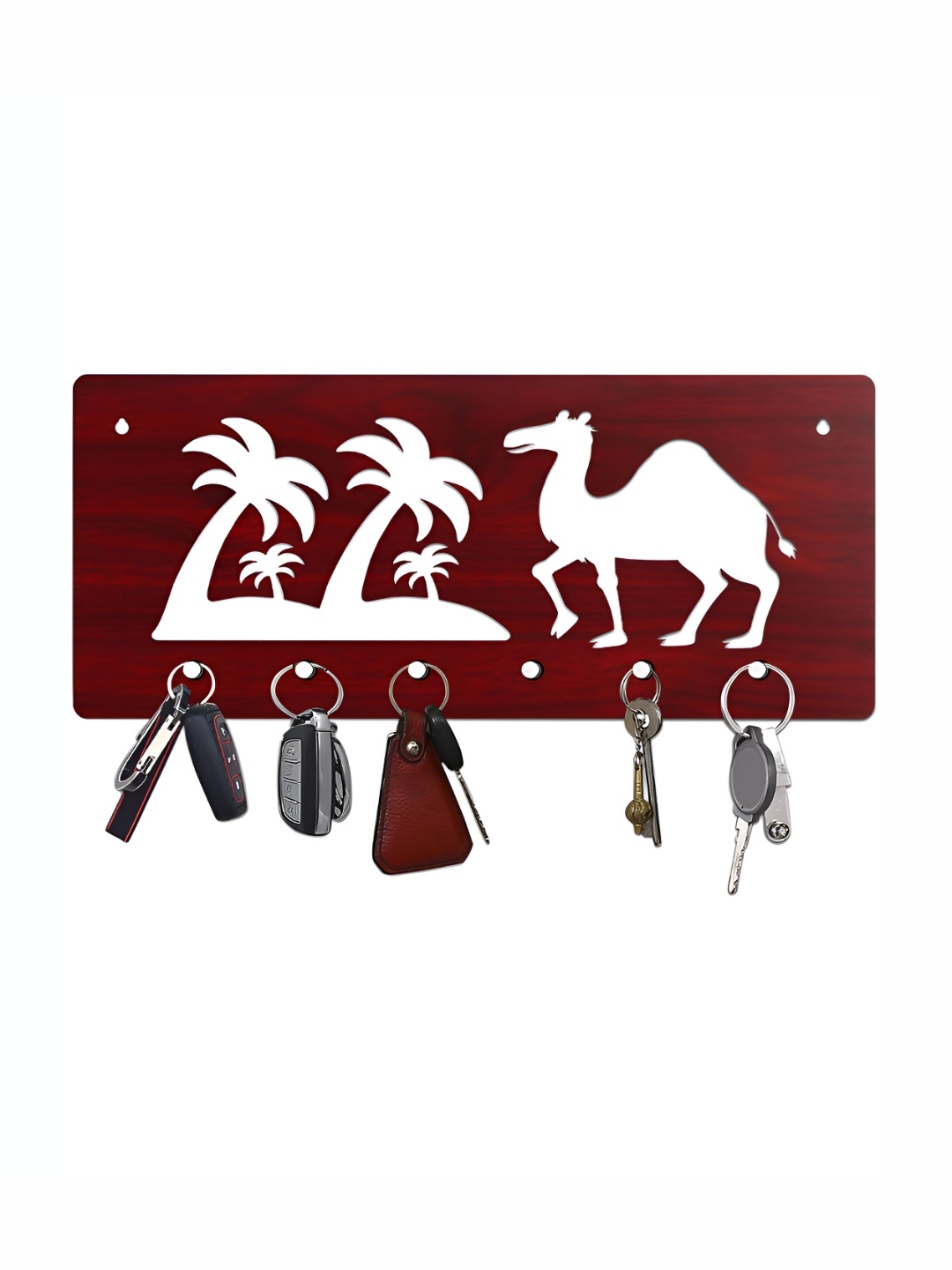 

CVANU Brown & White Patterned Wooden Key Holders