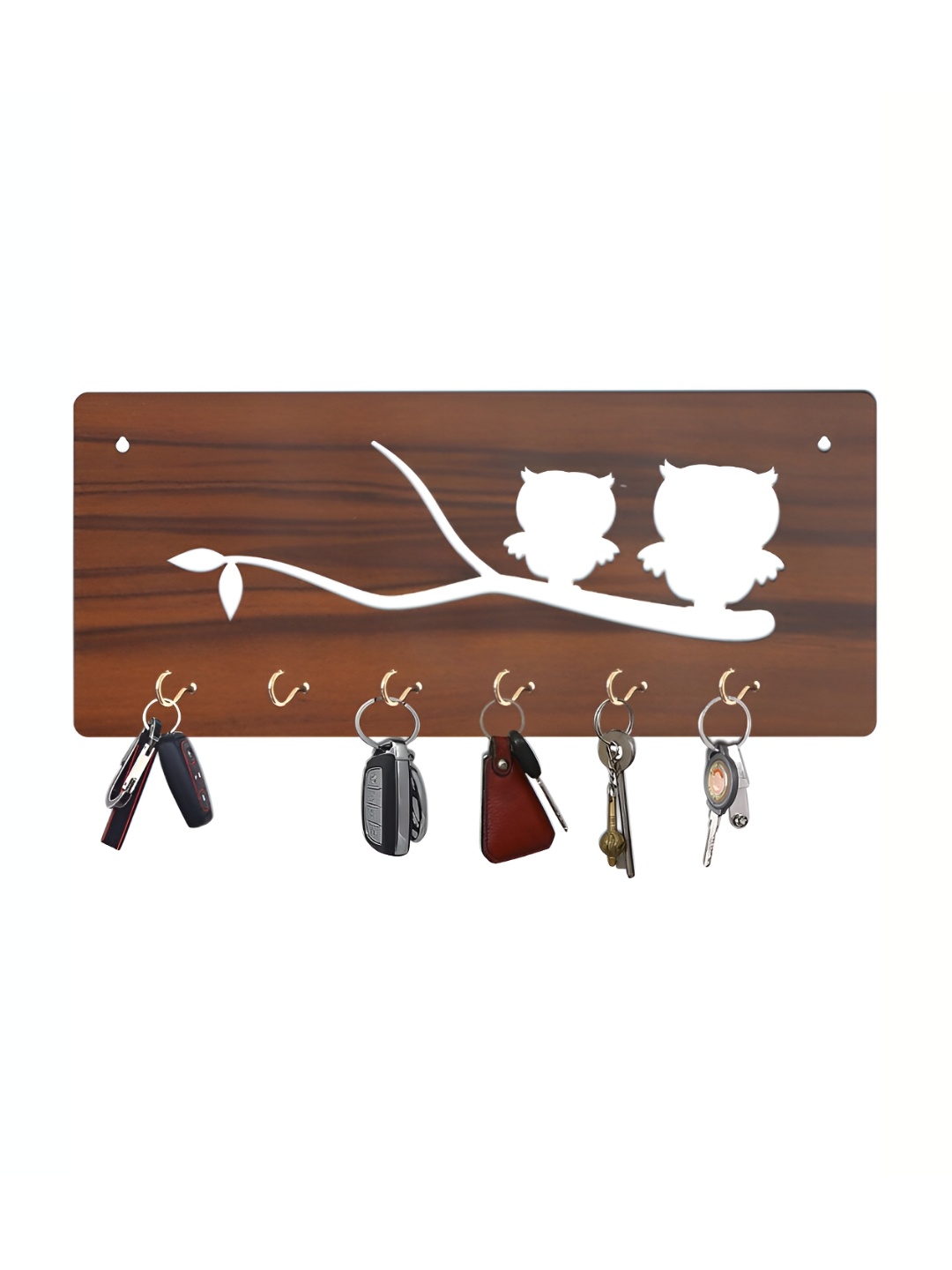 

CVANU Brown Patterned Wooden Key Holders