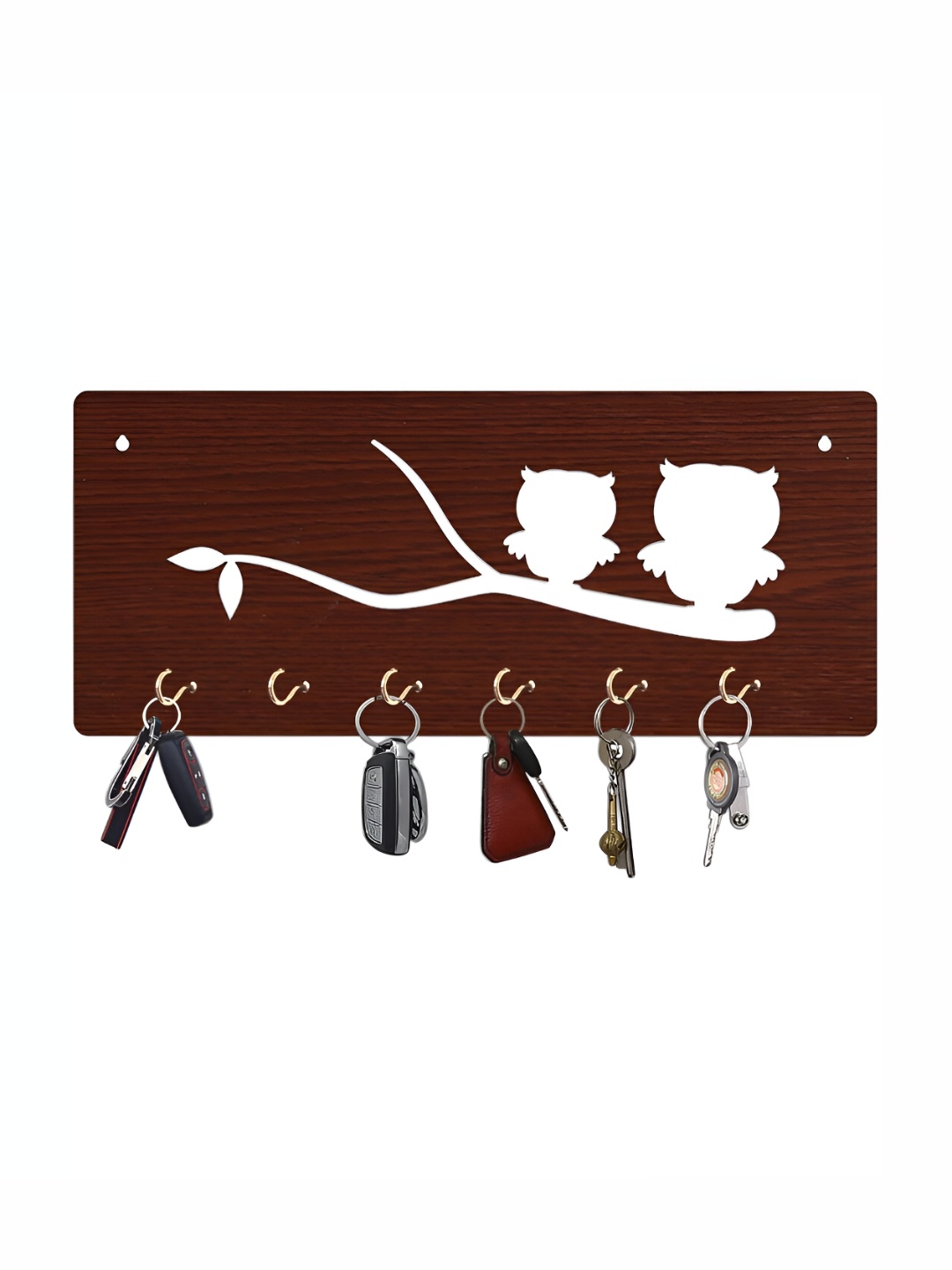 CVANU Brown Patterned Wooden Key Holders