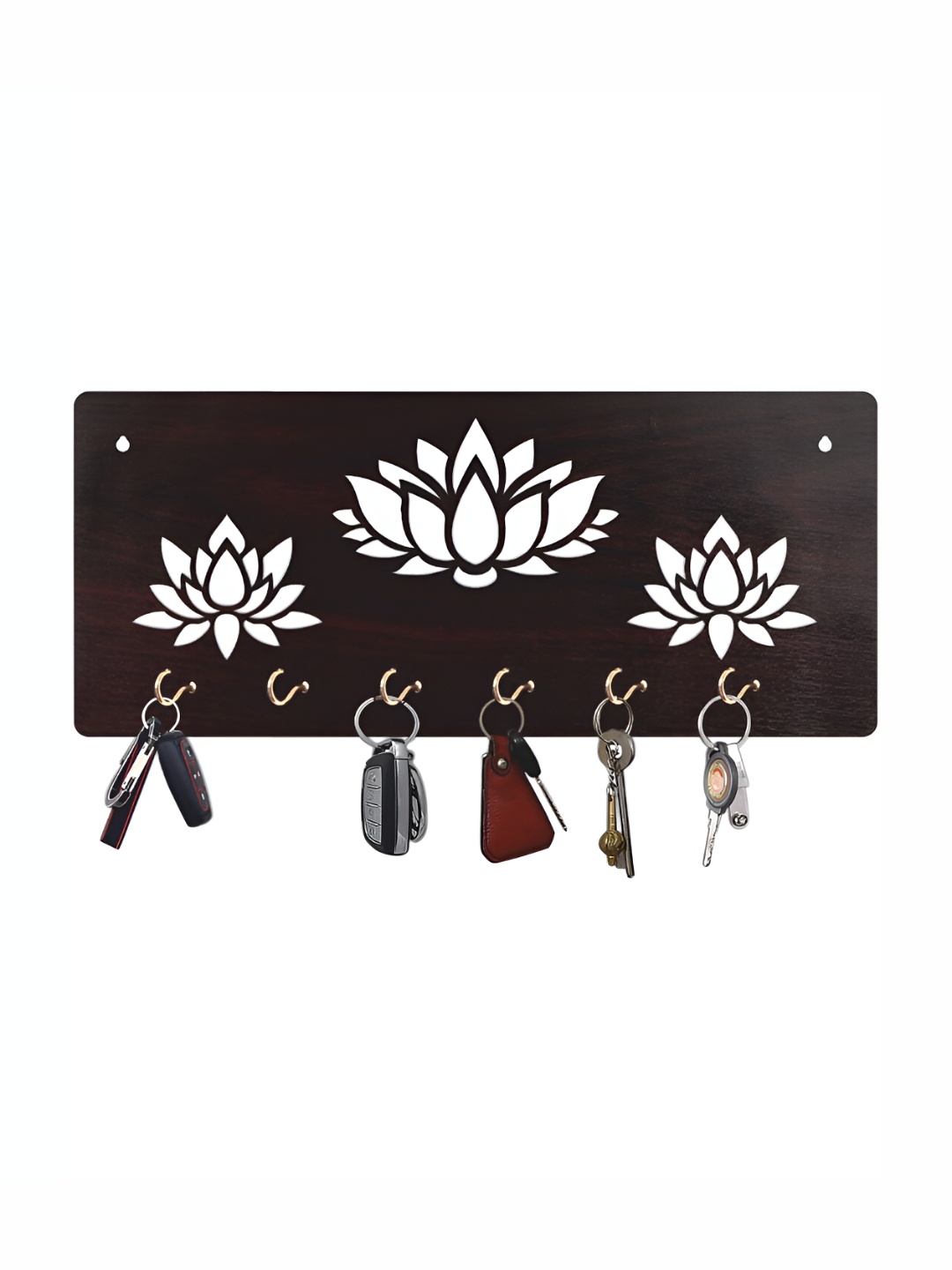 

CVANU Brown Patterned Wooden Key Holders