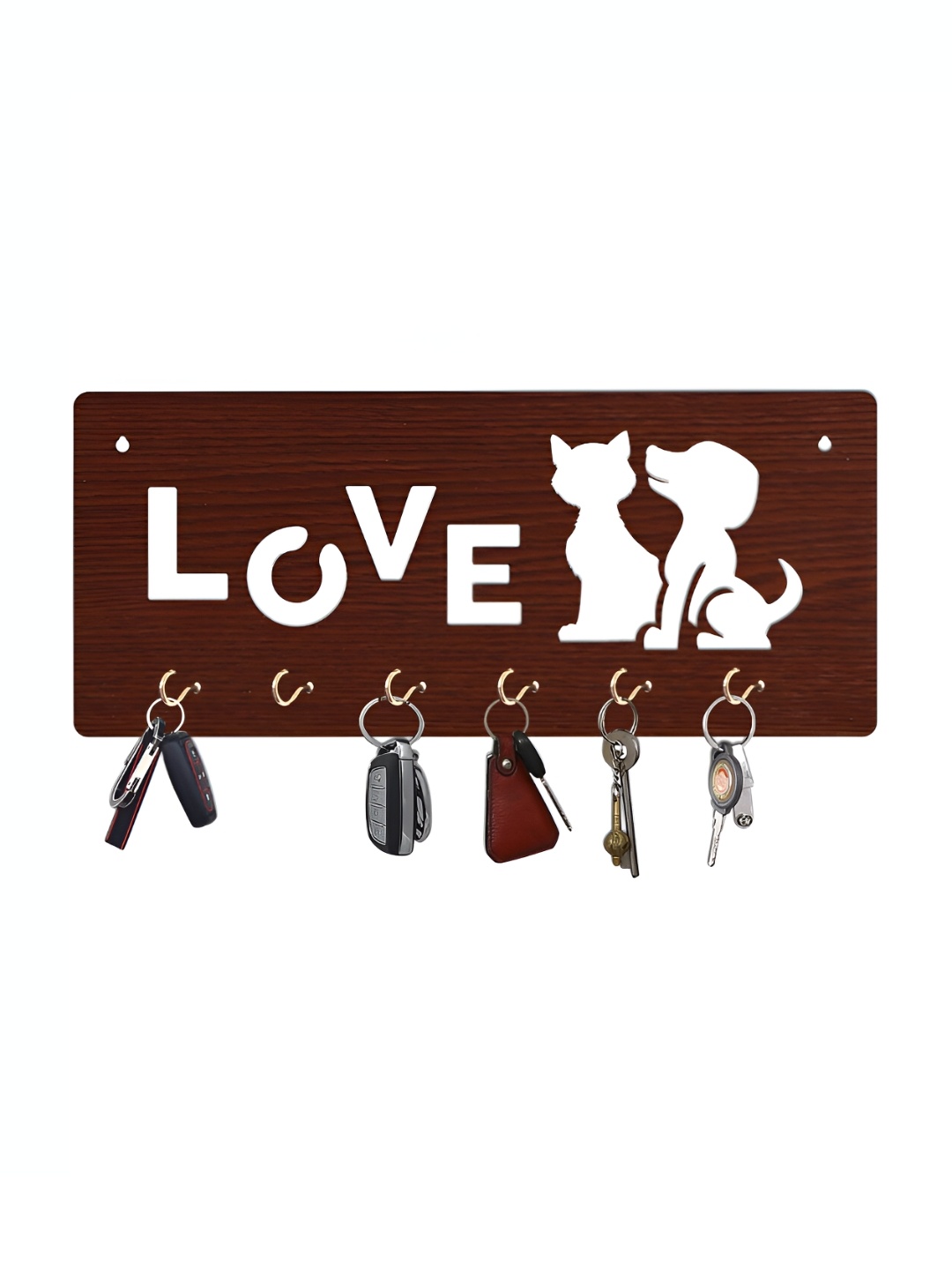 CVANU Brown Patterned Wooden Key Holders