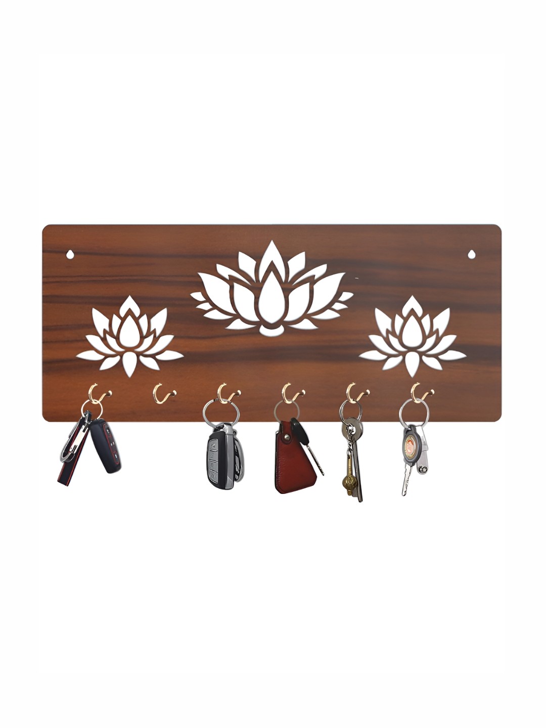 

CVANU Brown Patterned Wooden Key Holders